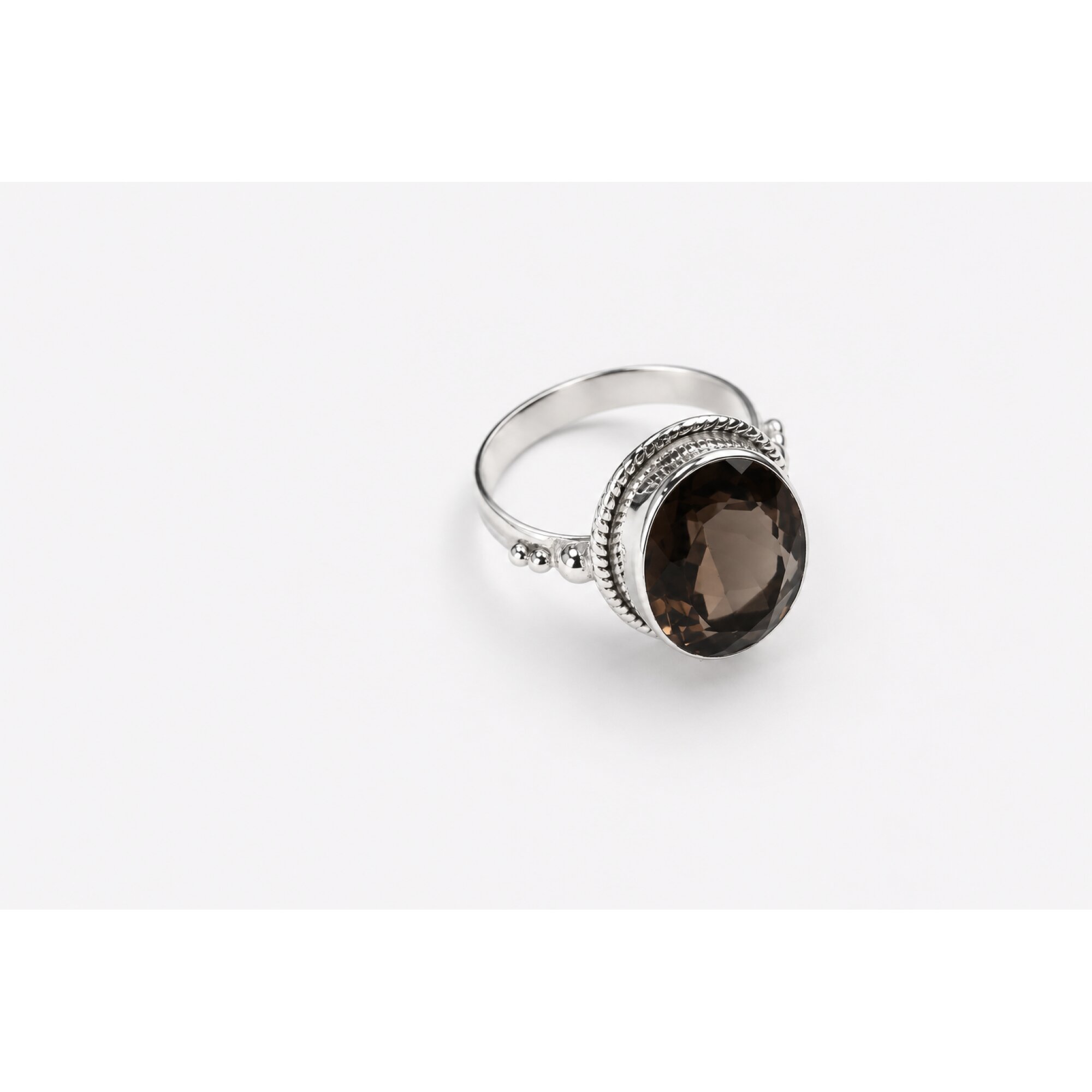 Clear brown Natural Smoky Quartz oval 925 Sterling Silver Ring Size 8.25 – photo 5