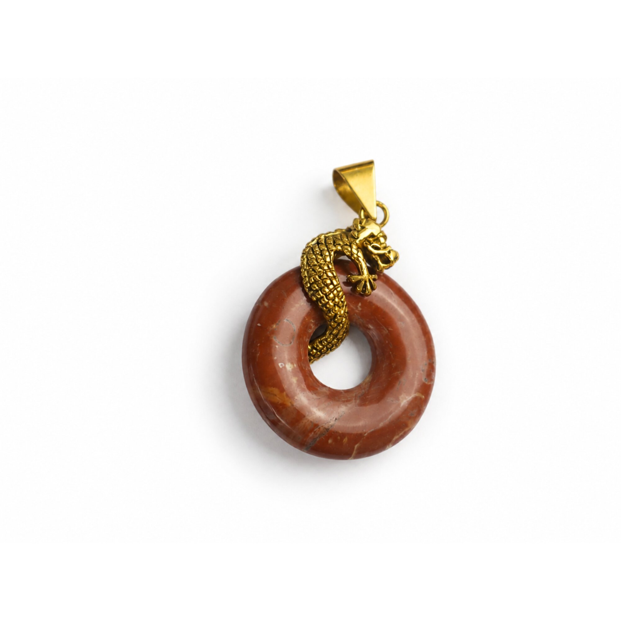 doughnut red jasper dragon Bronze Pendant 51 mm – photo 2