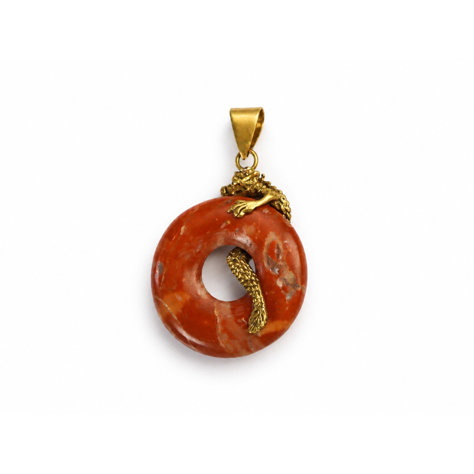 doughnut red jasper dragon Bronze Pendant 51 mm – photo 3