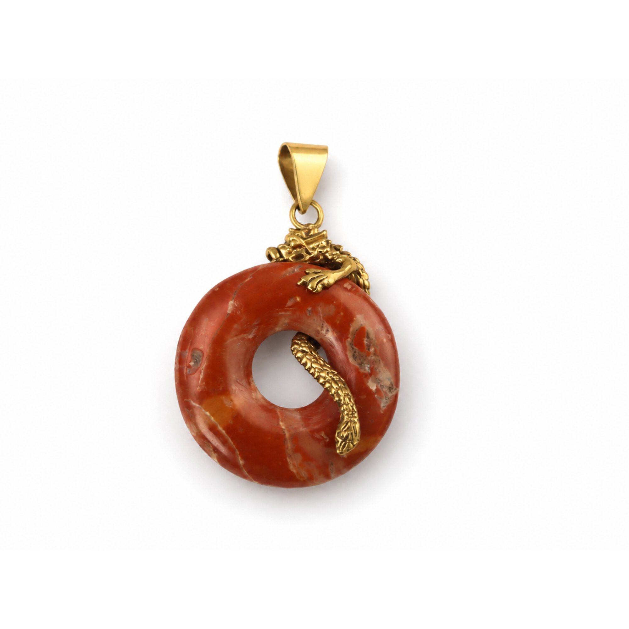 doughnut red jasper dragon Bronze Pendant 51 mm – photo 5