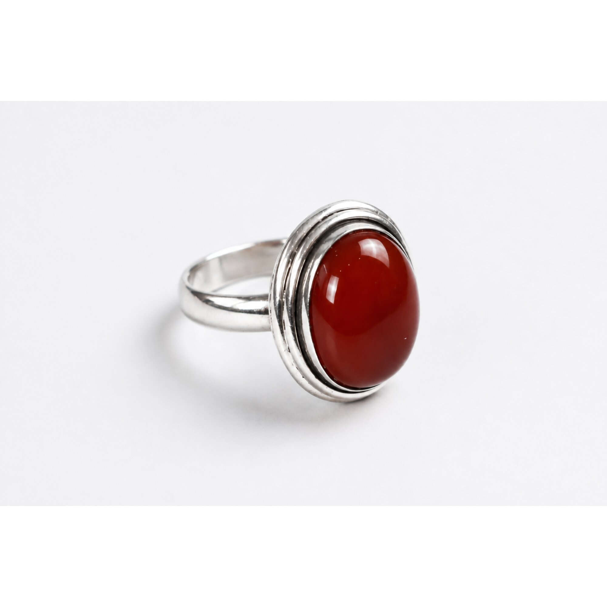 brown red Carnelian oval 925 Sterling Silver Ring Size -2.00 – photo 4