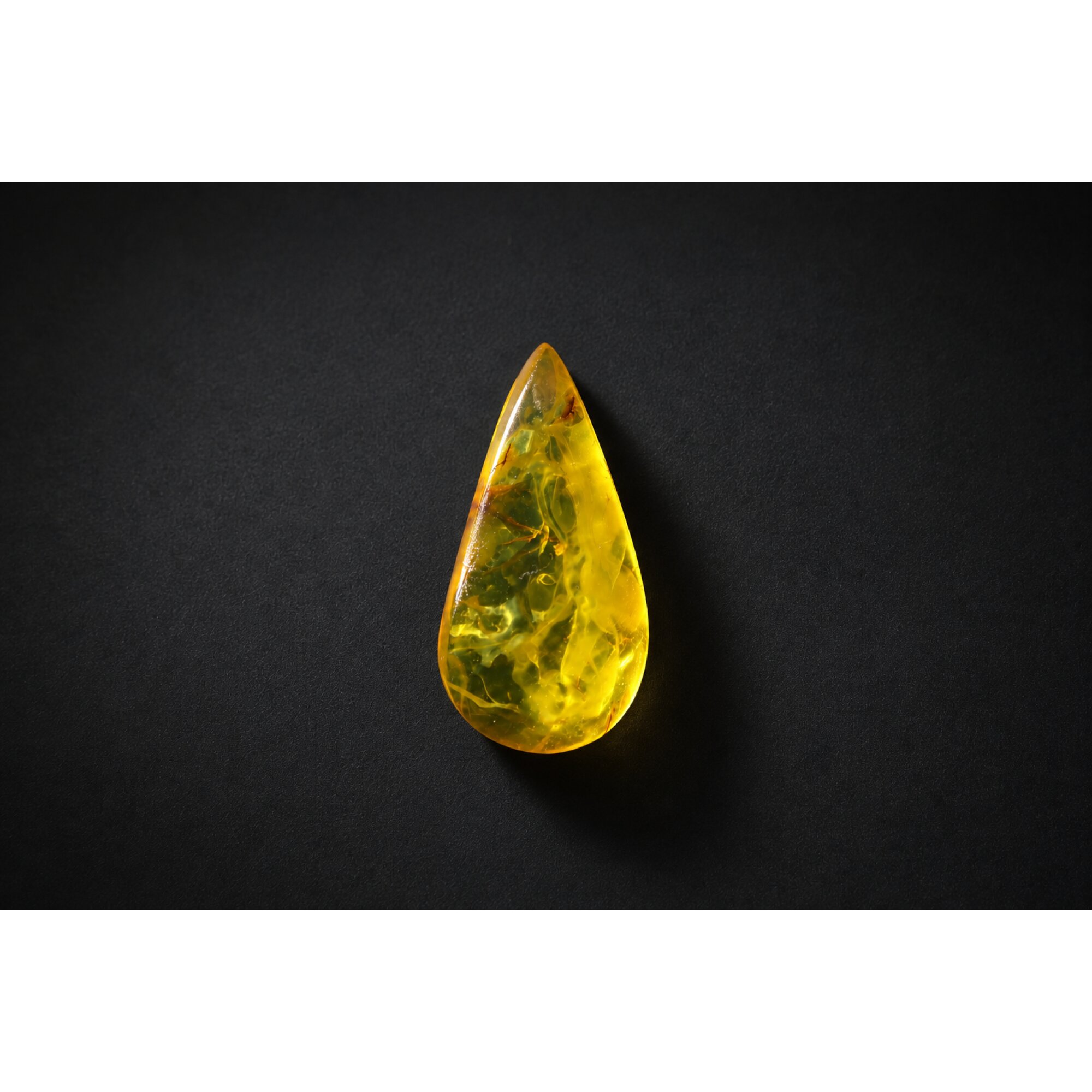 Clear yellow orange Natural Dominican Amber teardrop Polished Stone 27 mm – photo 2