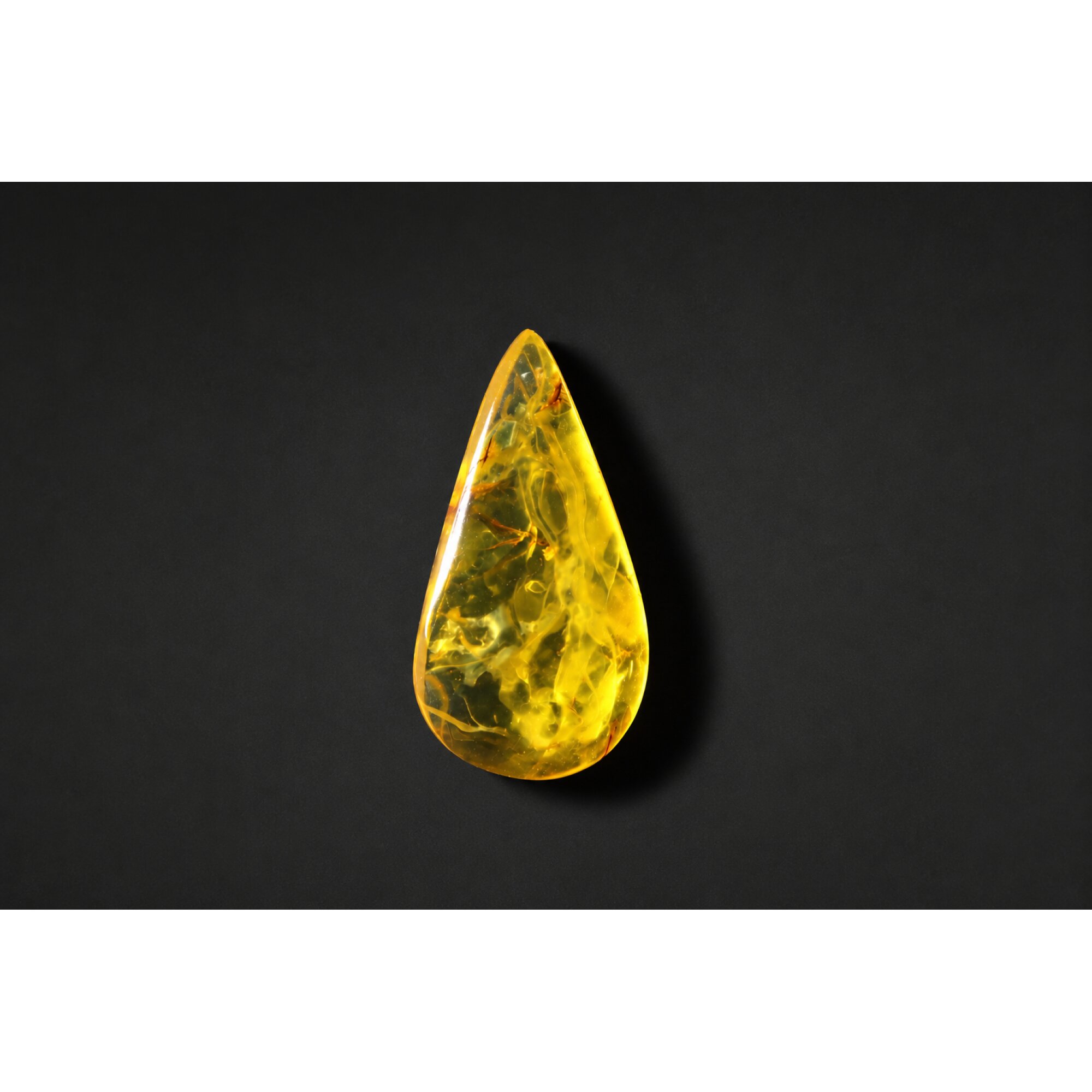 Clear yellow orange Natural Dominican Amber teardrop Polished Stone 27 mm – photo 5