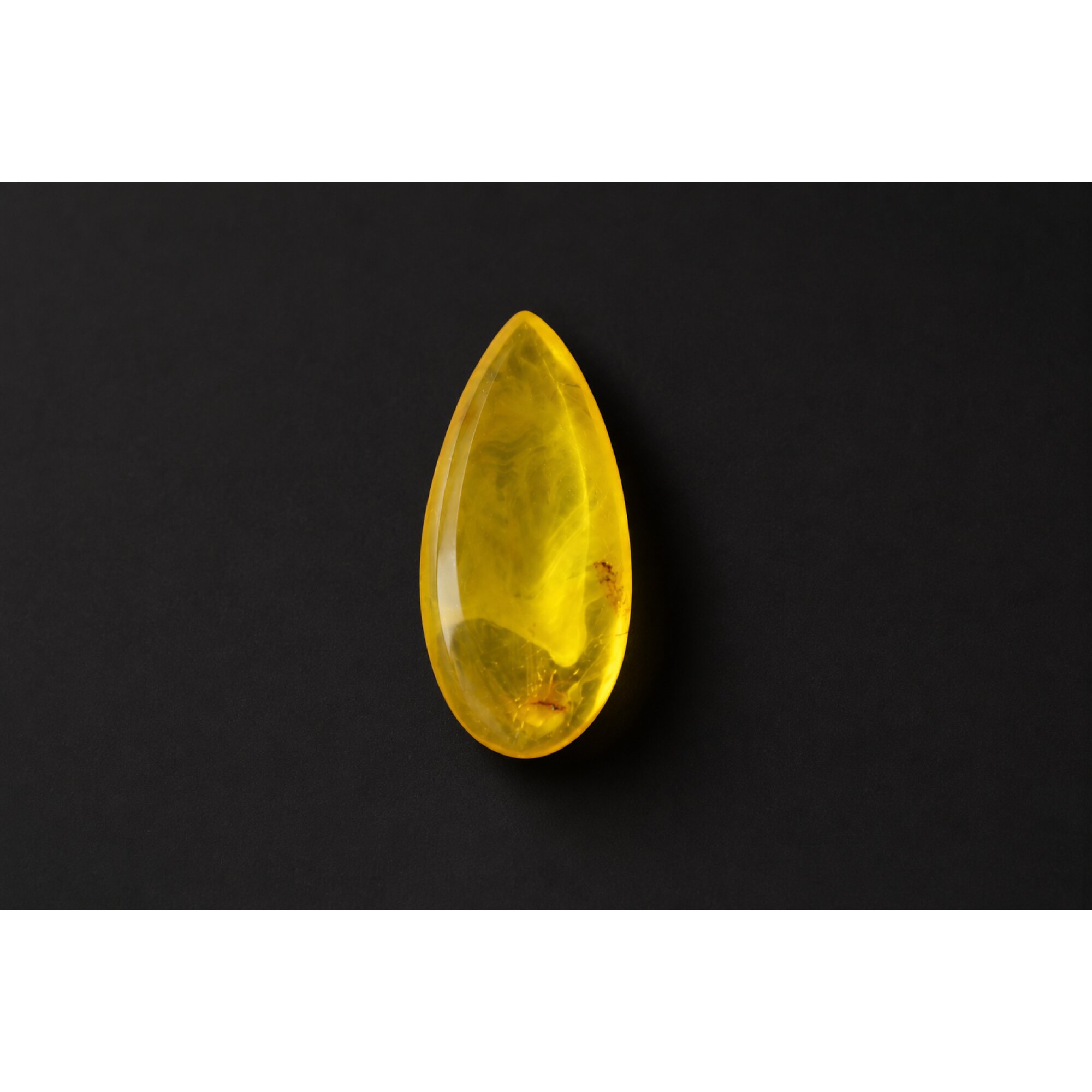 Clear eggyolk yellow Natural Dominican Amber teardrop Polished Stone 27 mm – photo 5