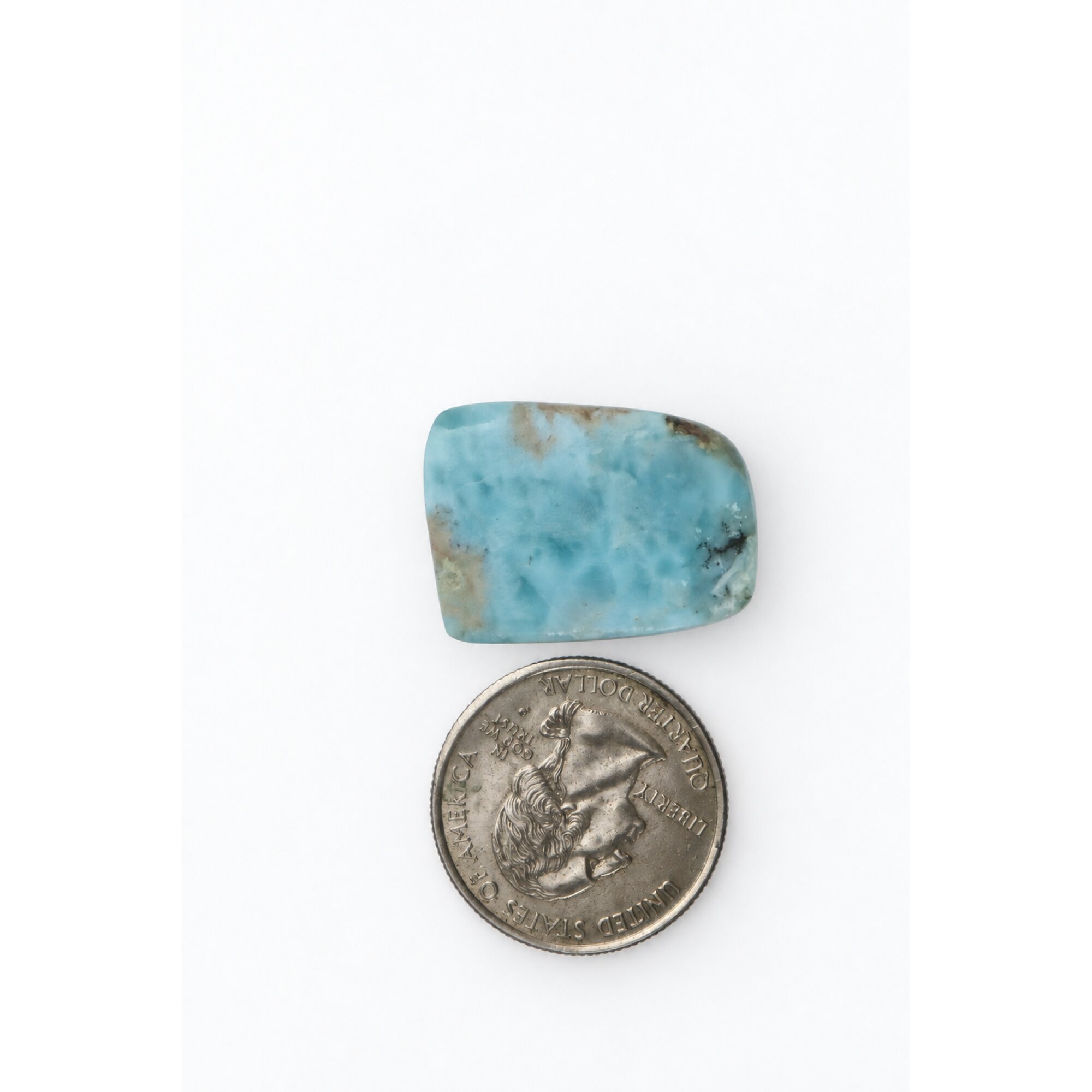 Artisan crafted sea blue polished Dominican Larimar 26mm – photo 2