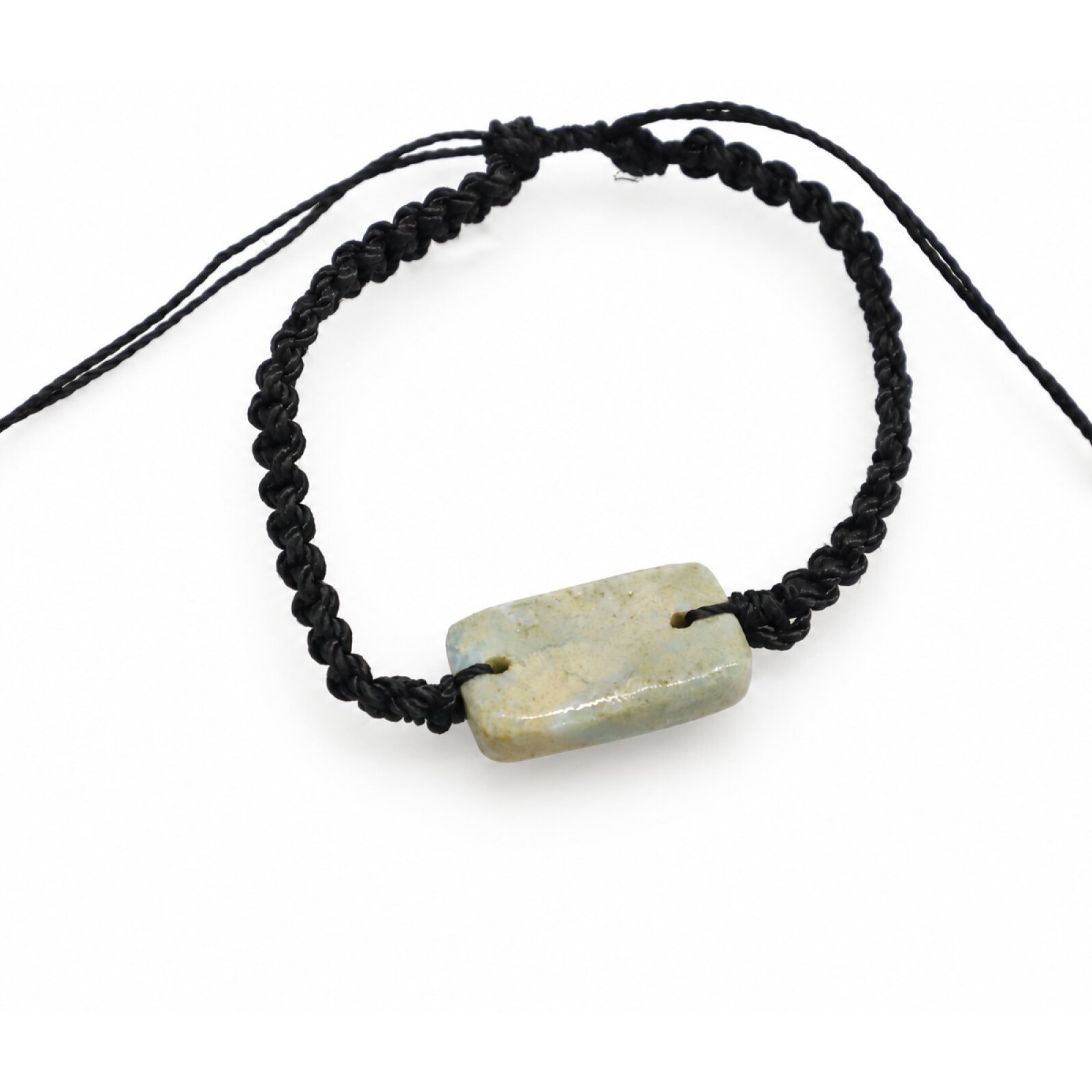 Handcrafted grey blue Dominican Larimar macrame bracelet 25mm