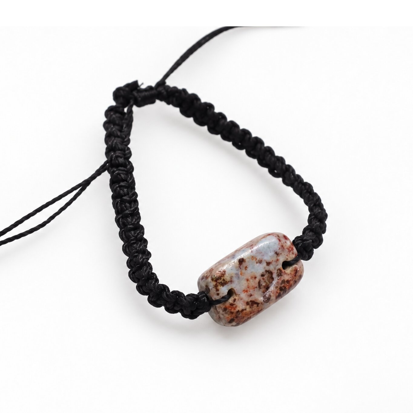 Handmade red blue Dominican Larimar macrame bracelet 24mm