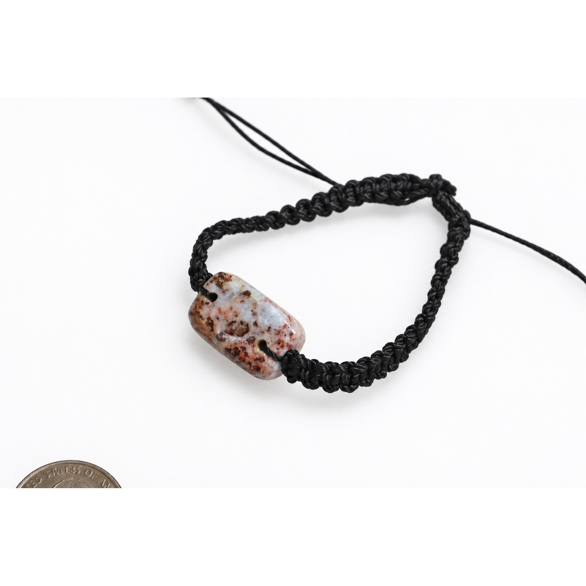 Handmade red blue Dominican Larimar macrame bracelet 24mm – photo 3