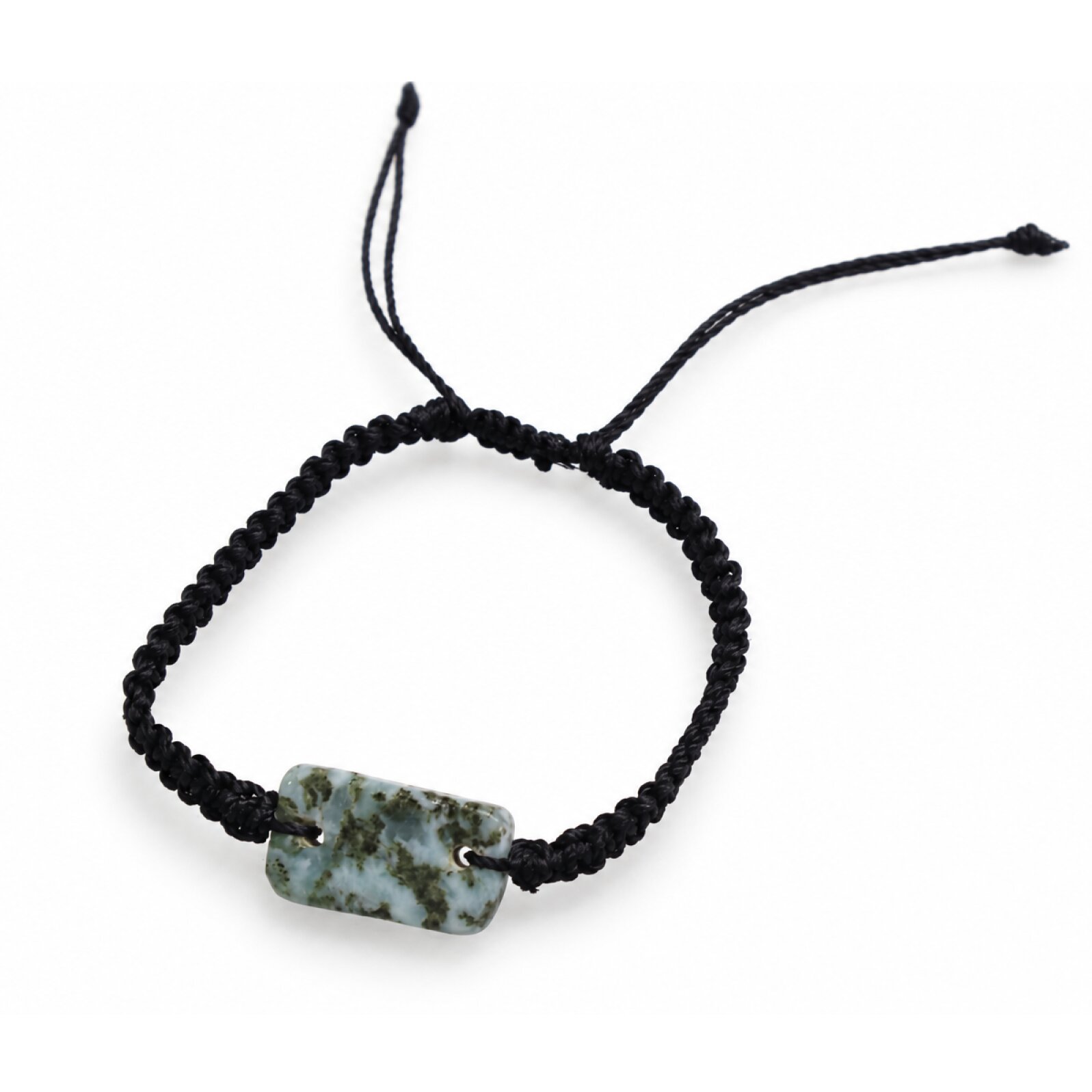 Expertly crafted black blue Dominican Larimar macrame bracelet 22mm