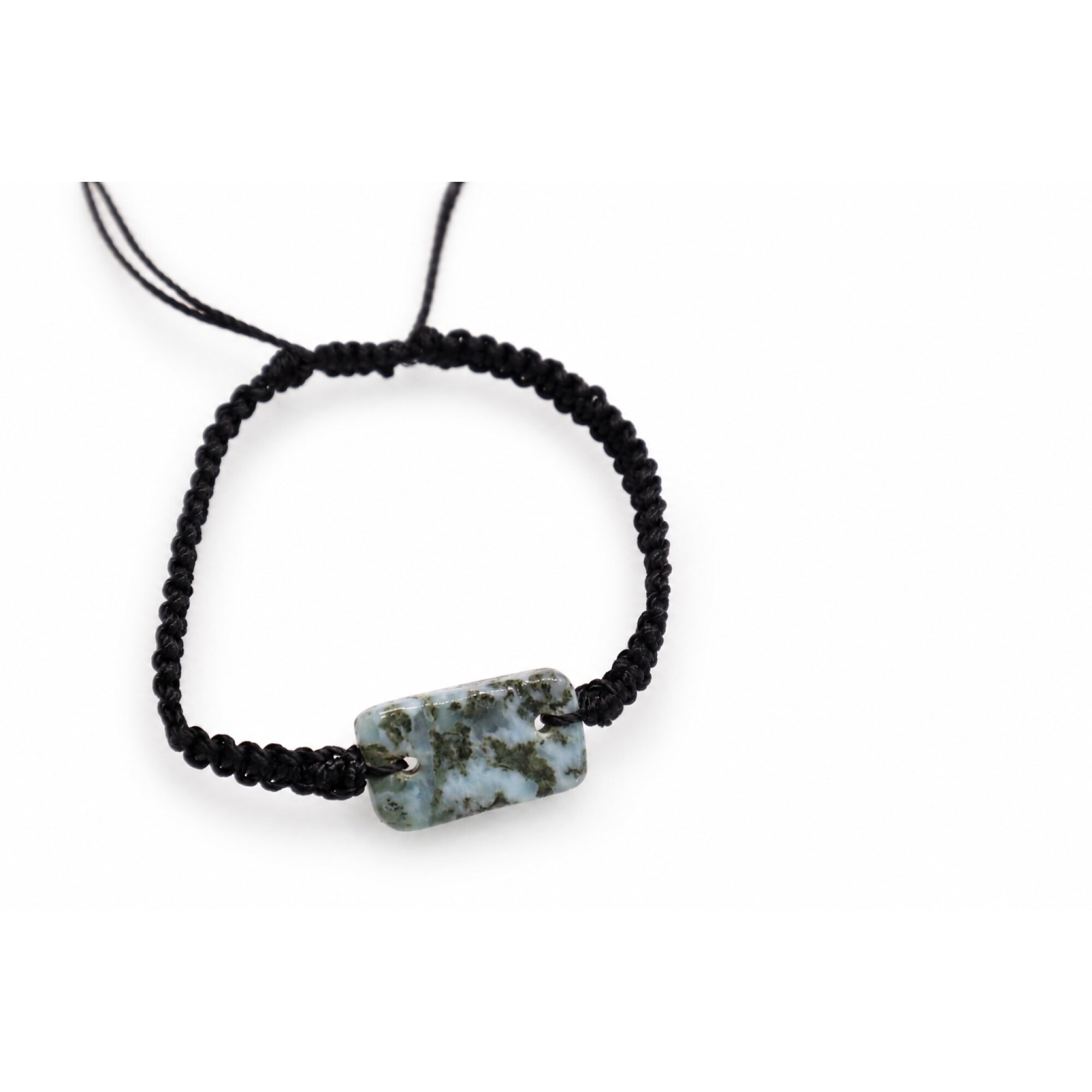 Expertly crafted black blue Dominican Larimar macrame bracelet 22mm – photo 3