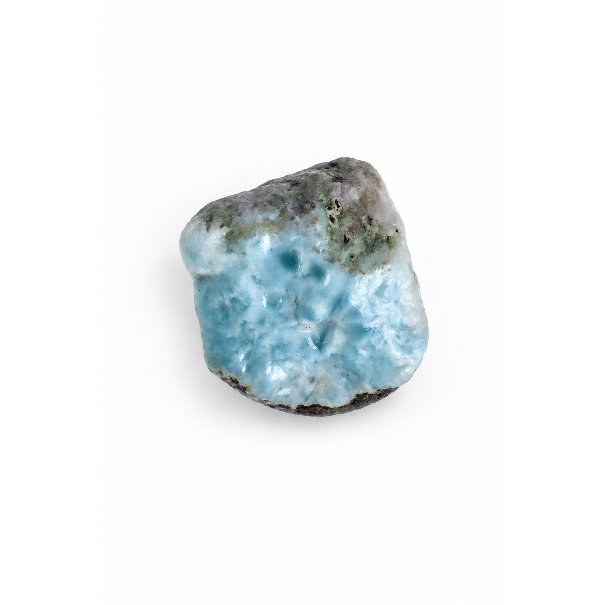 Nature created light blue rough Dominican Larimar 36mm – photo 4