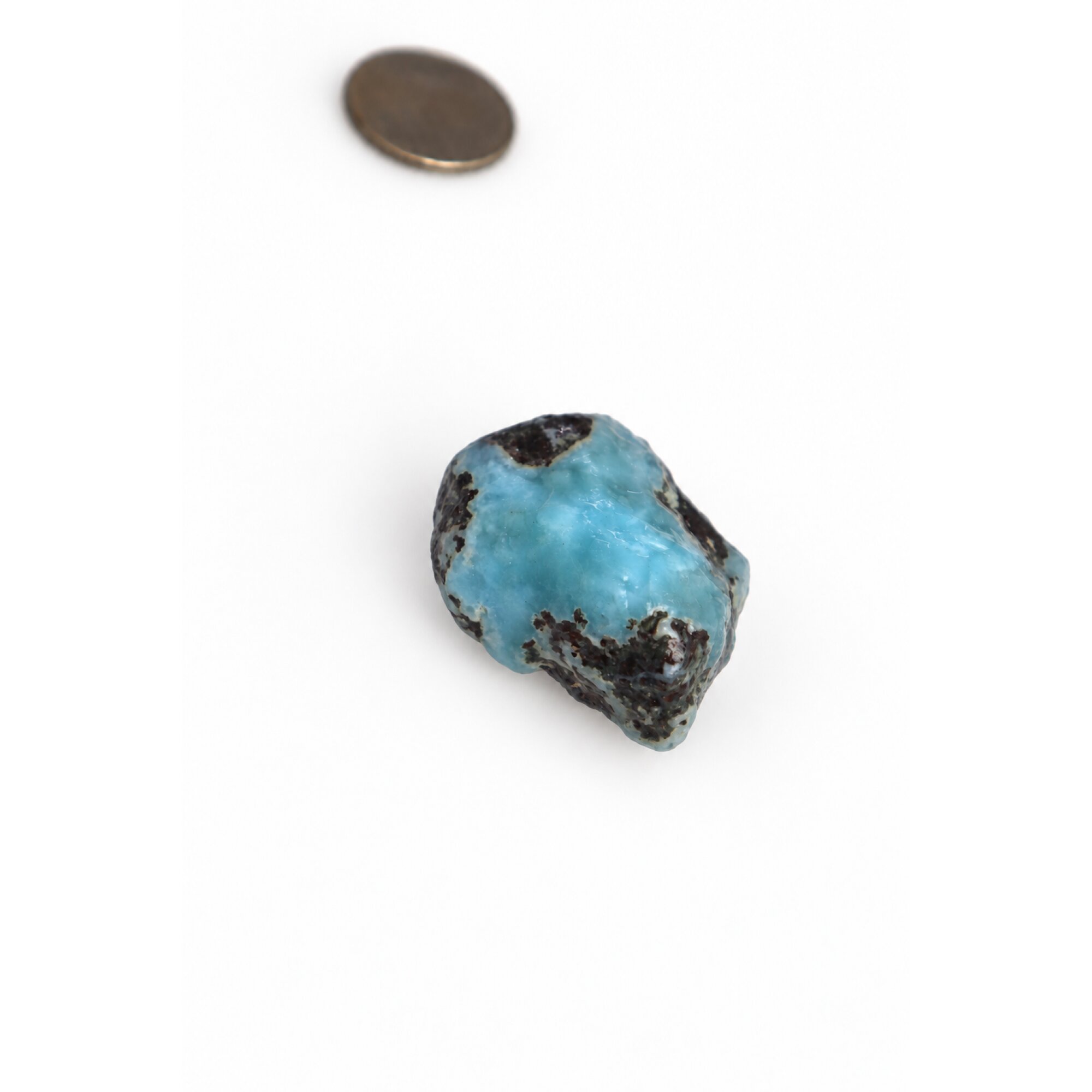 Nature created sky blue rough Dominican Larimar 37mm – photo 4