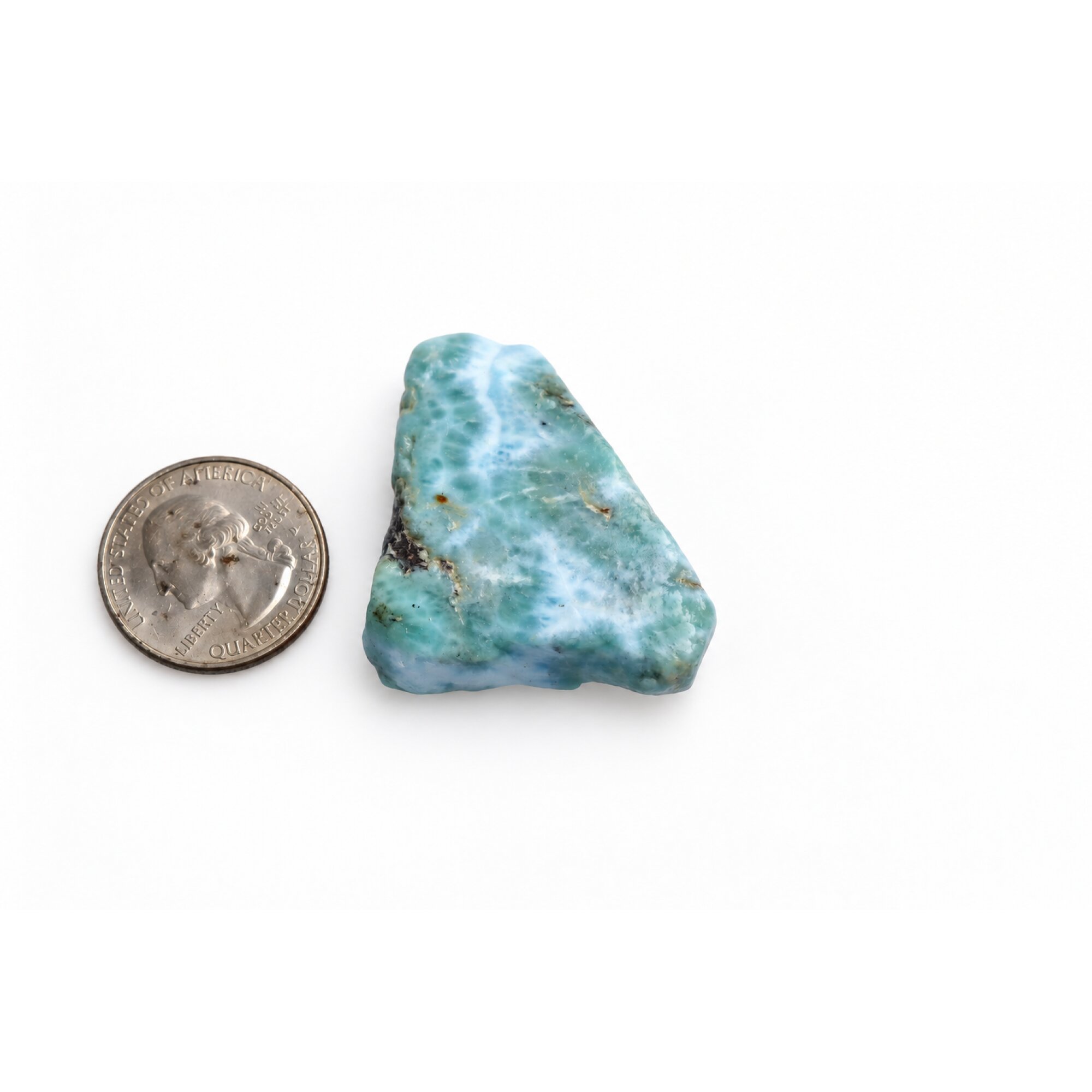 Pure natural ocean blue rough Dominican Larimar 39mm – photo 3