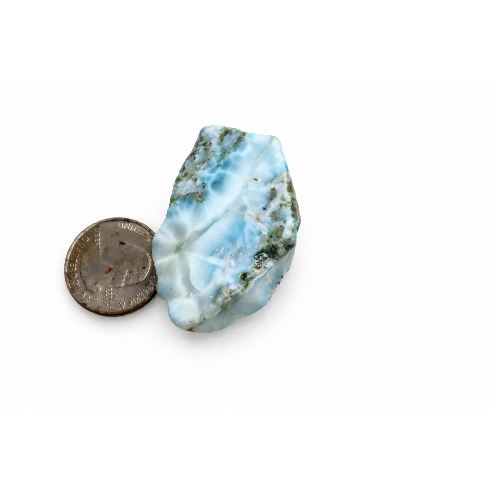 Natural ocean blue rough Dominican Larimar 49mm – photo 3