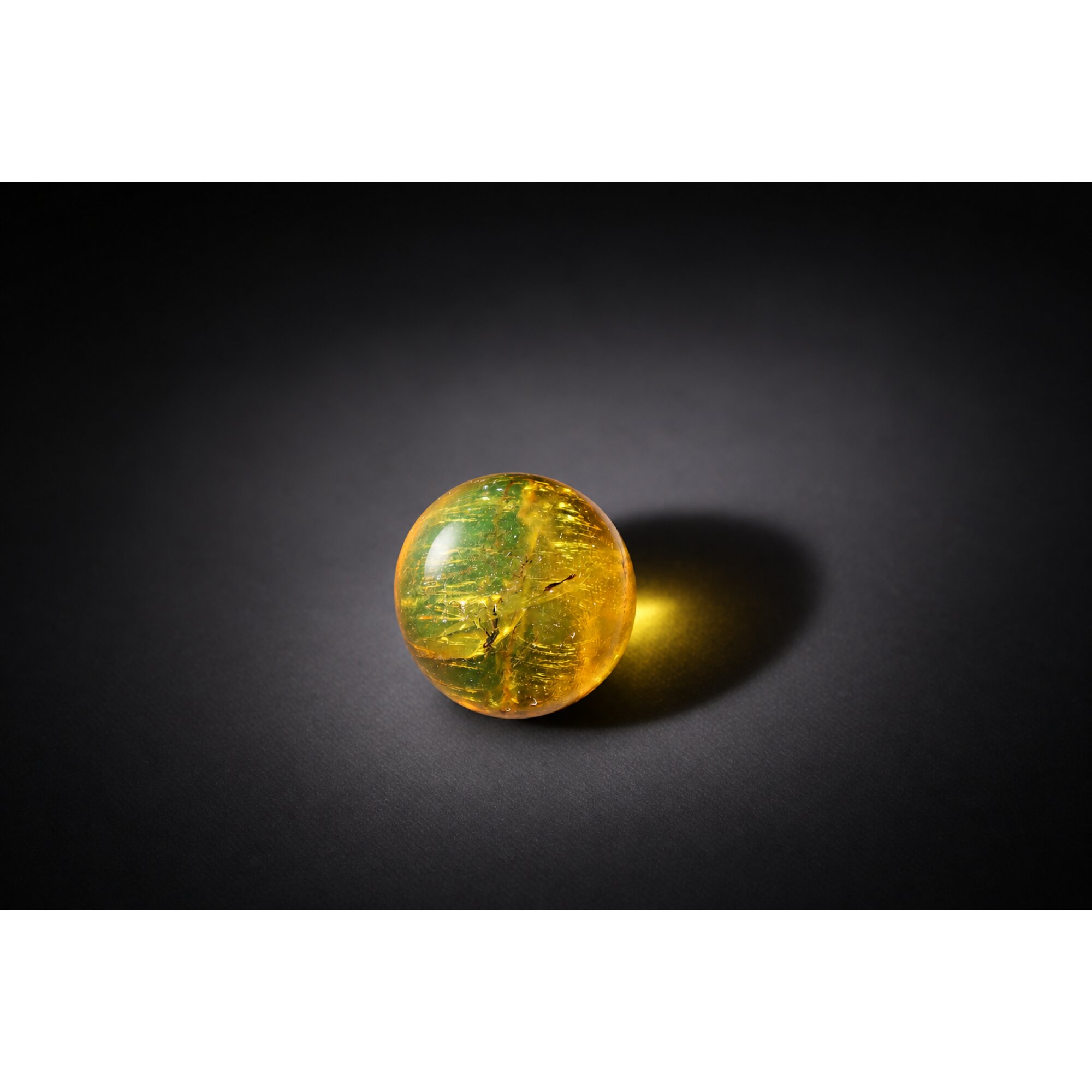 Pure natural orange green Dominican amber bead 19.75mm – photo 2