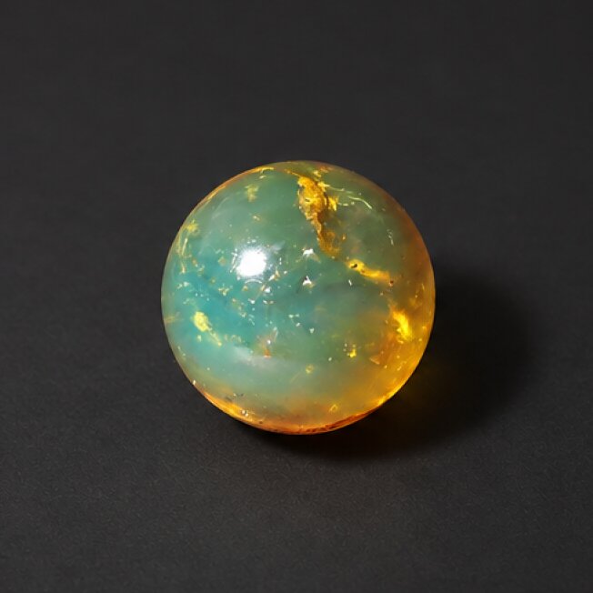 Earth mined yellow blue Dominican amber sphere/ball 17.6mm