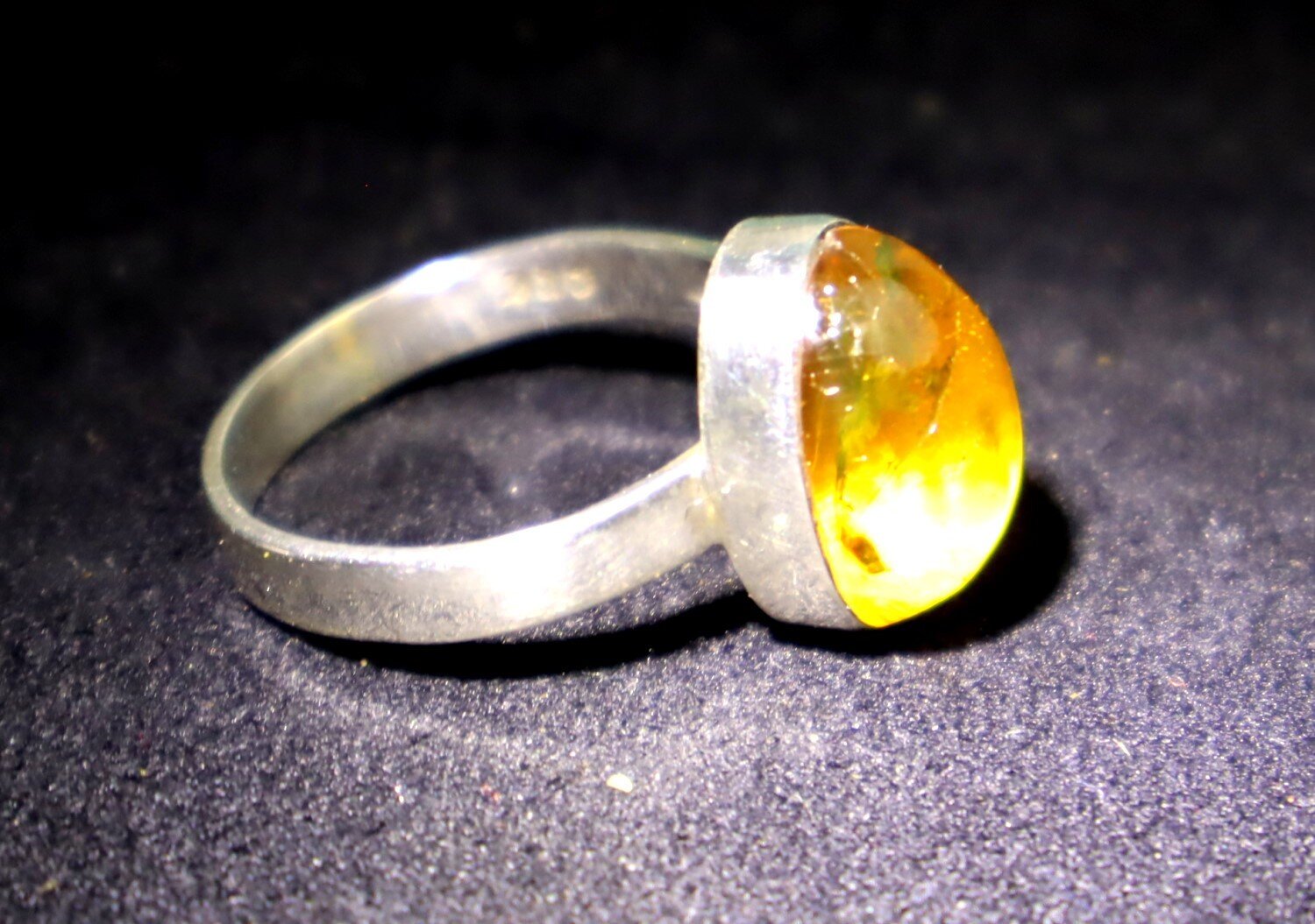 Beautiful Natural Clear Light Orange Amber .925 Sterling Silver Ring #6 – photo 6