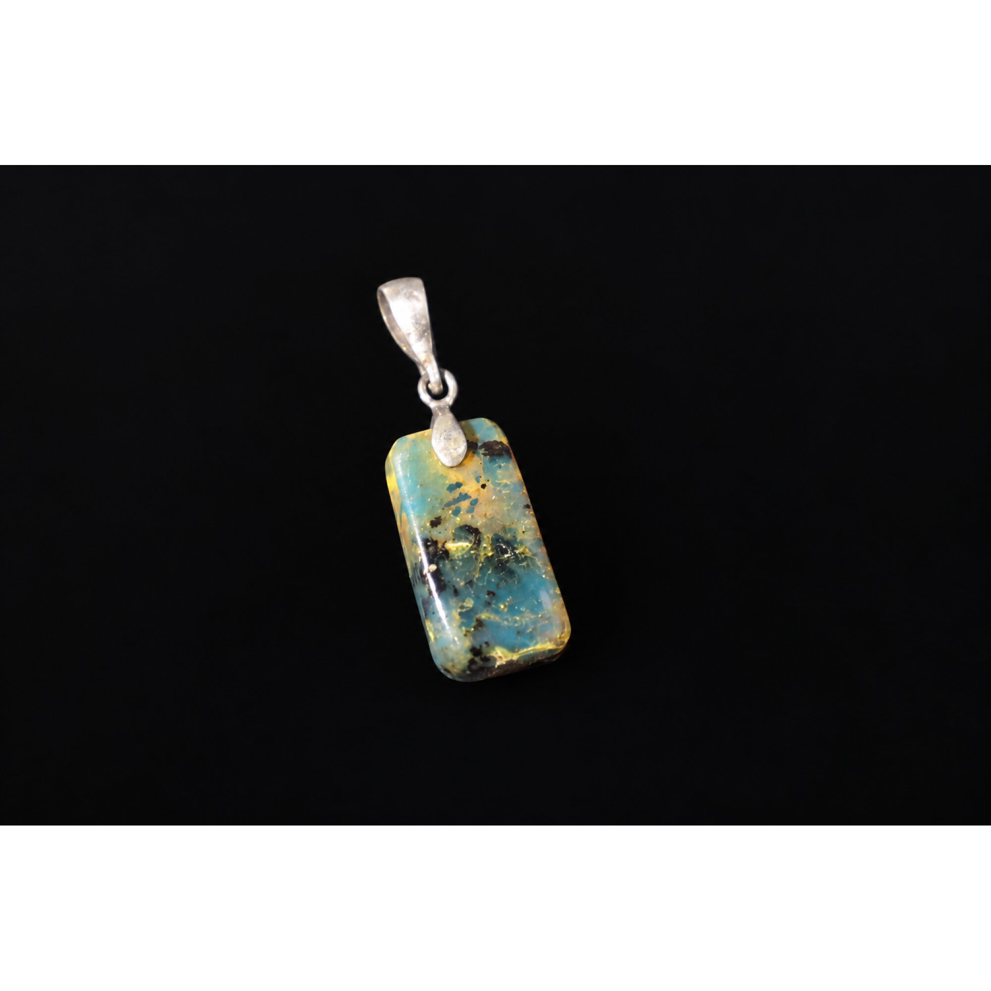 Artisan crafted dark yellow Dominican amber sterling silver pendant 33mm – photo 3
