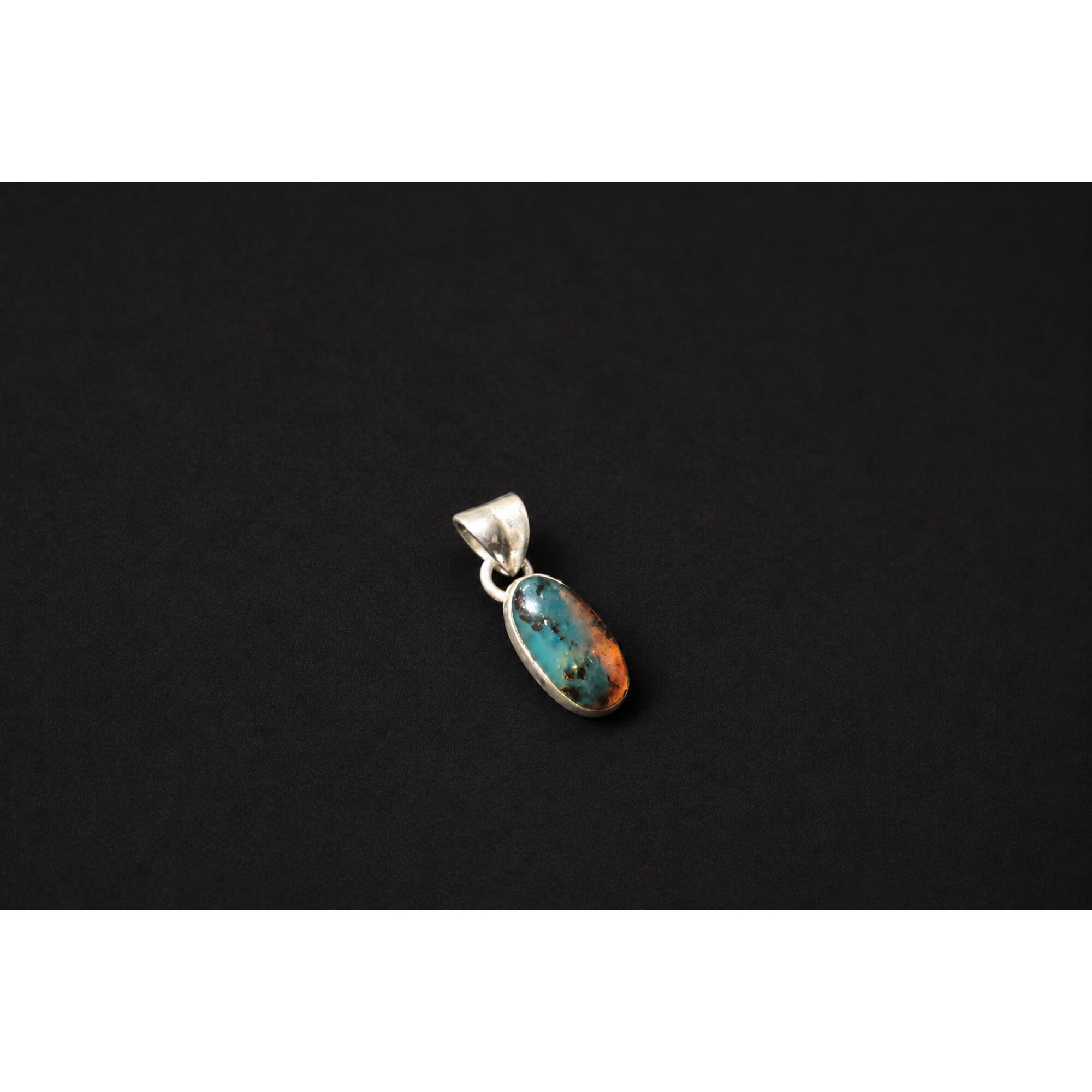 Individually crafted deep blue Dominican amber sterling silver pendant 23mm – photo 7