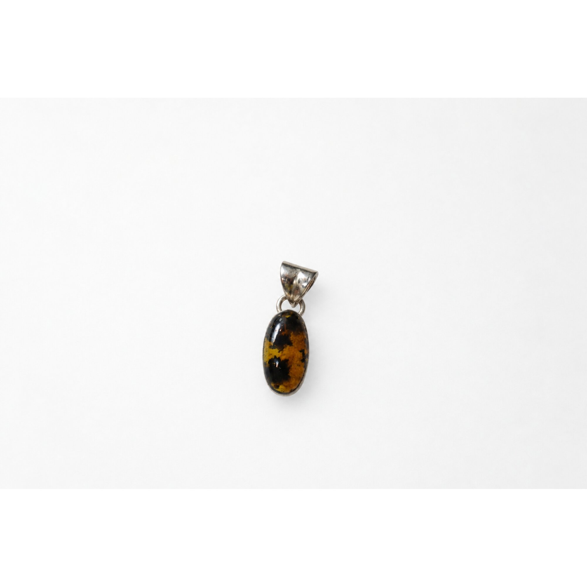 Individually crafted deep blue Dominican amber sterling silver pendant 23mm – photo 9