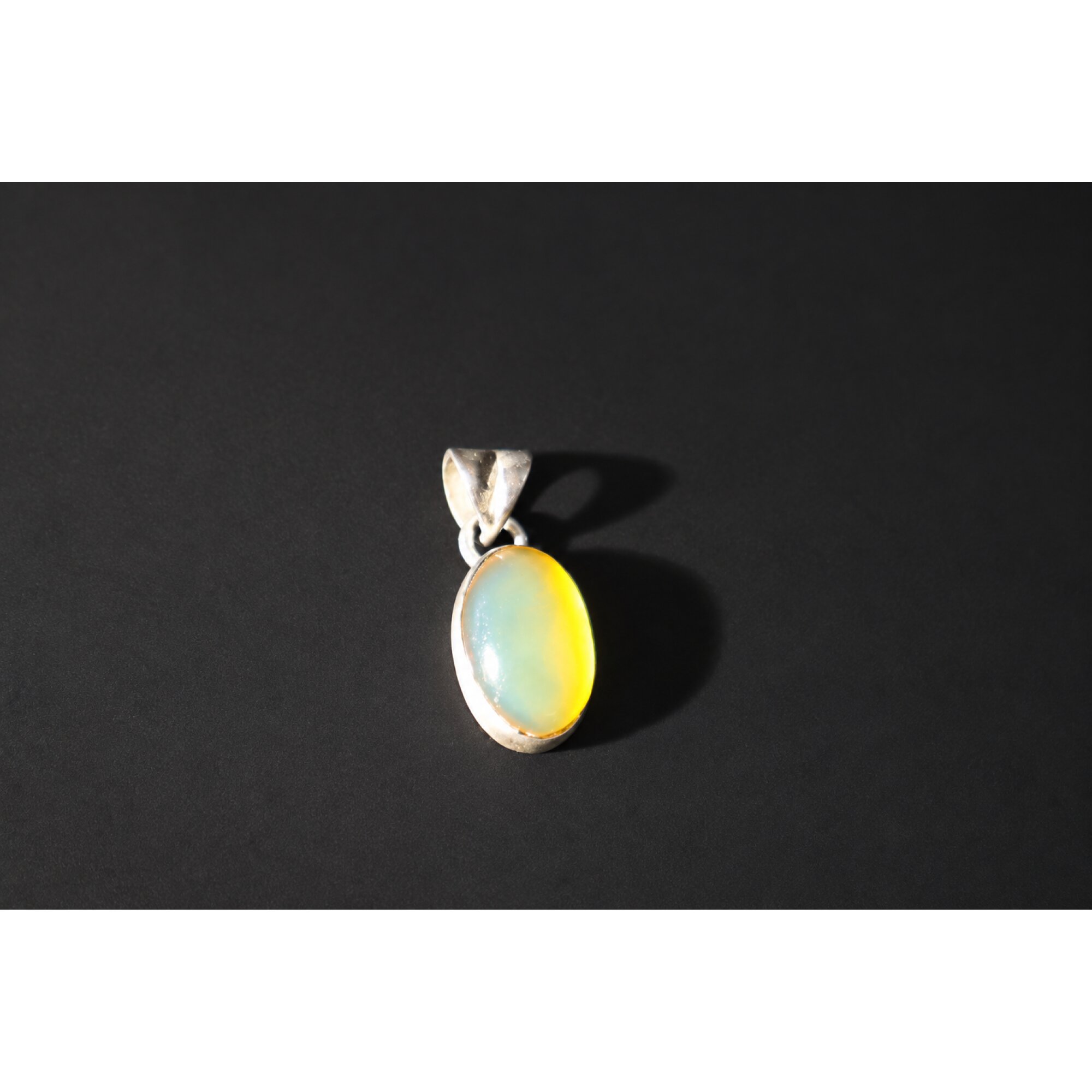 Hand finished light blue Dominican amber sterling silver pendant 23mm – photo 5