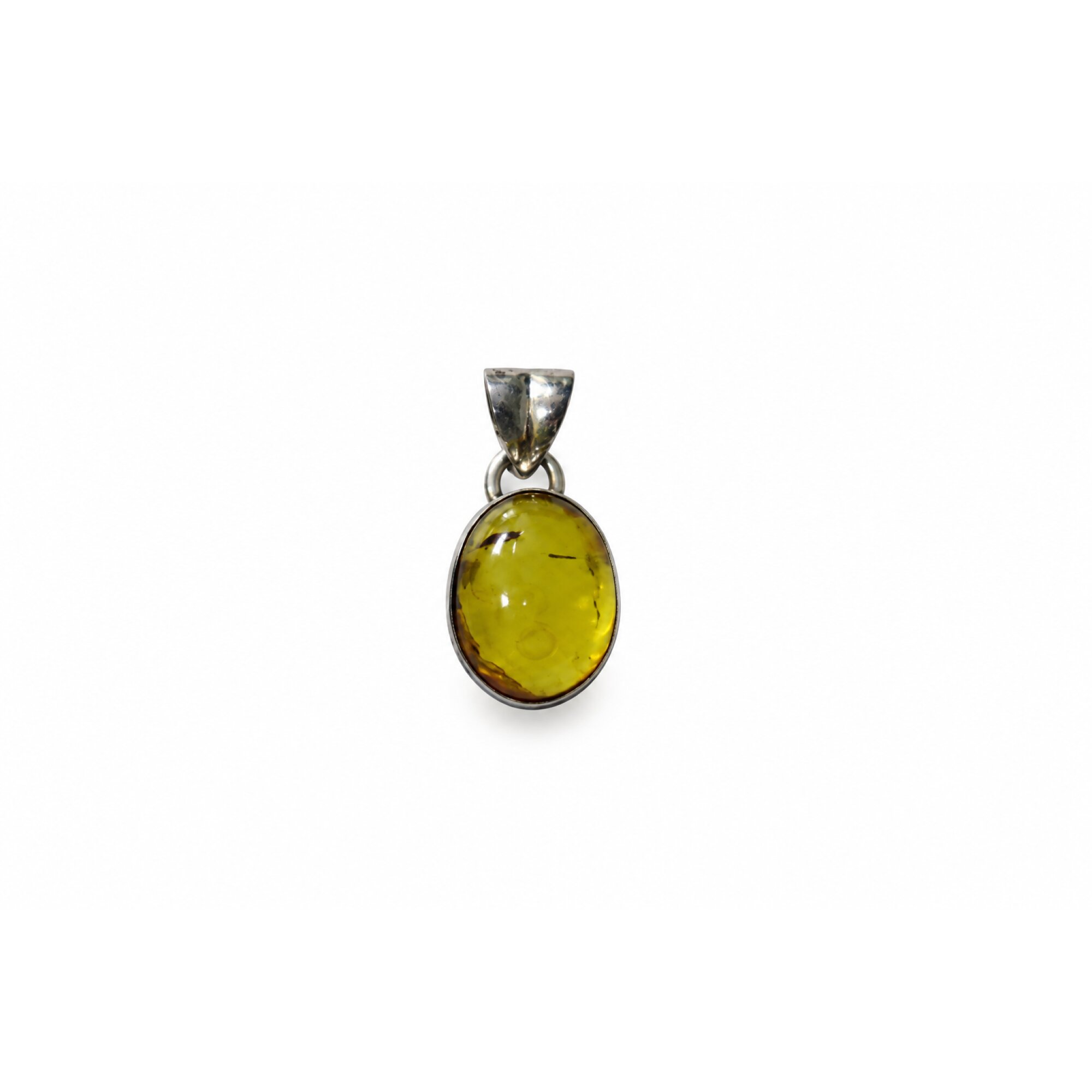 Timeless light blue Dominican amber sterling silver pendant 21mm – photo 7
