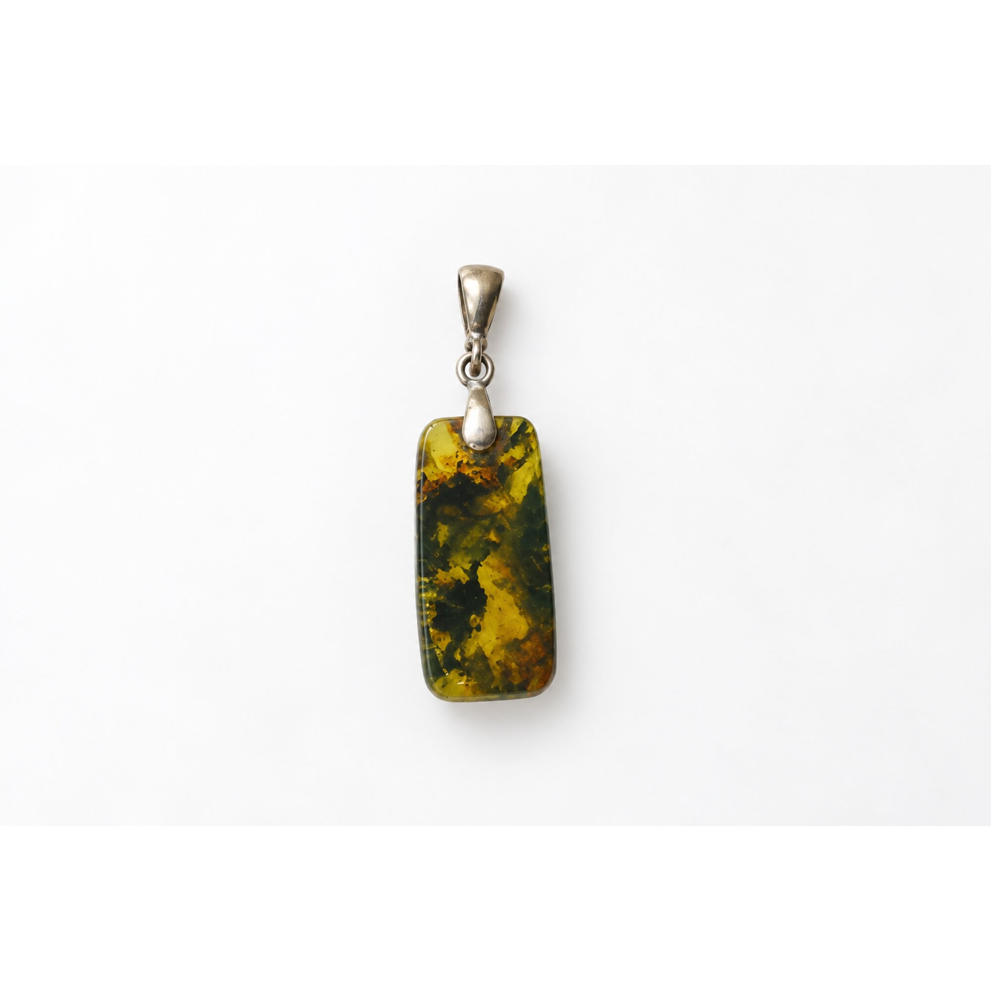 Genuine handcrafted green blue Dominican amber sterling silver pendant 35mm – photo 8