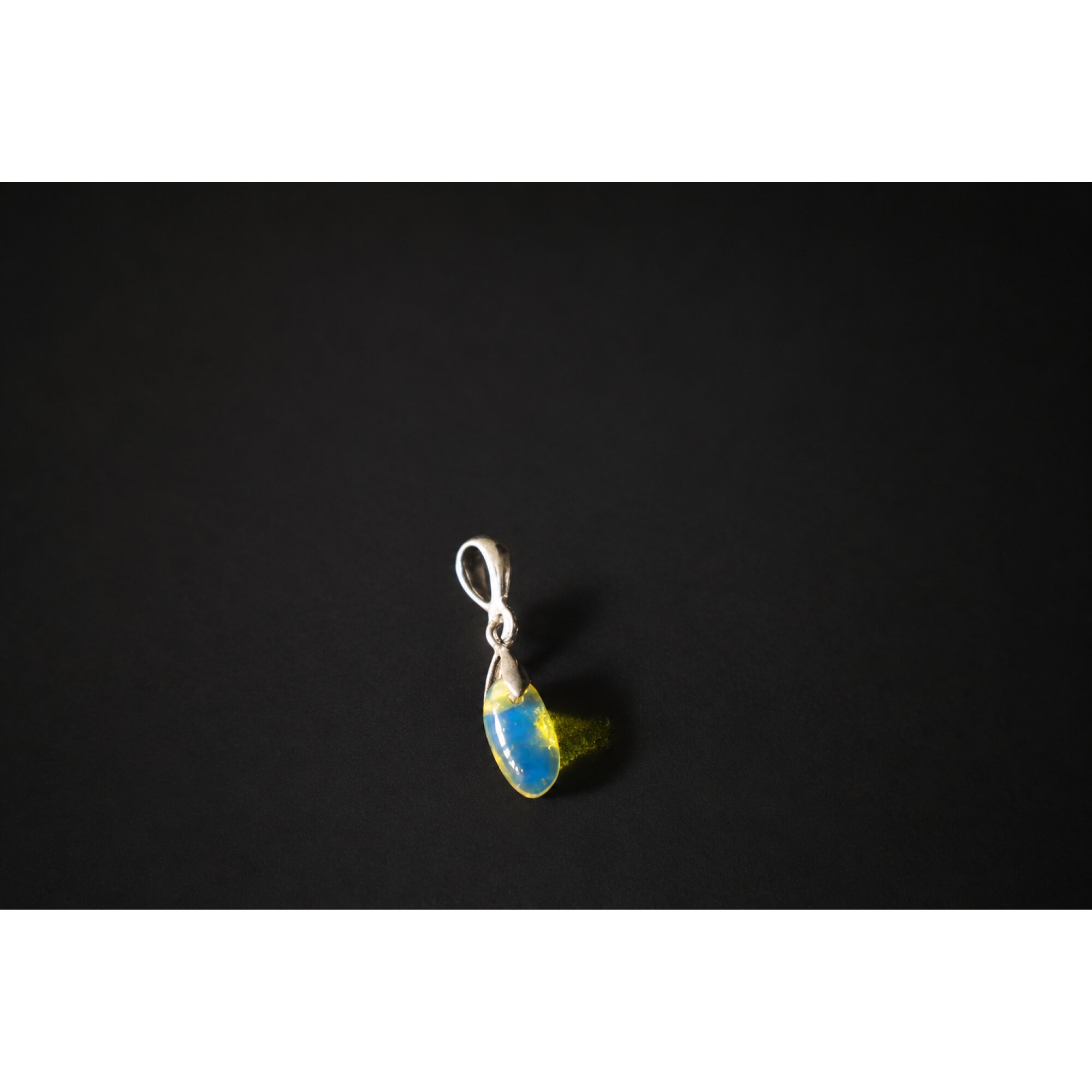 Artisan crafted sky blue Dominican amber sterling silver pendant 25mm – photo 3