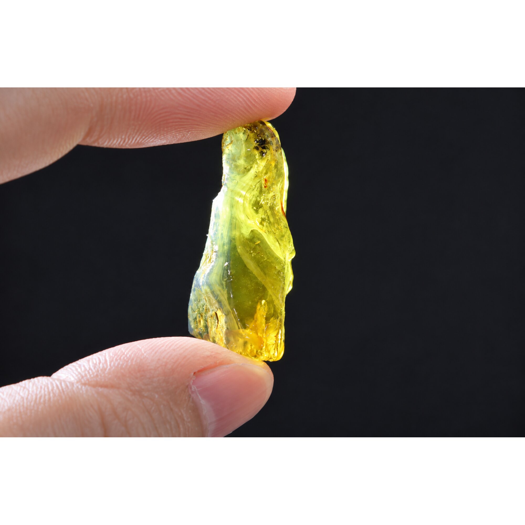 Naturally formed orange blue rough specimen Dominican amber 38mm – photo 4