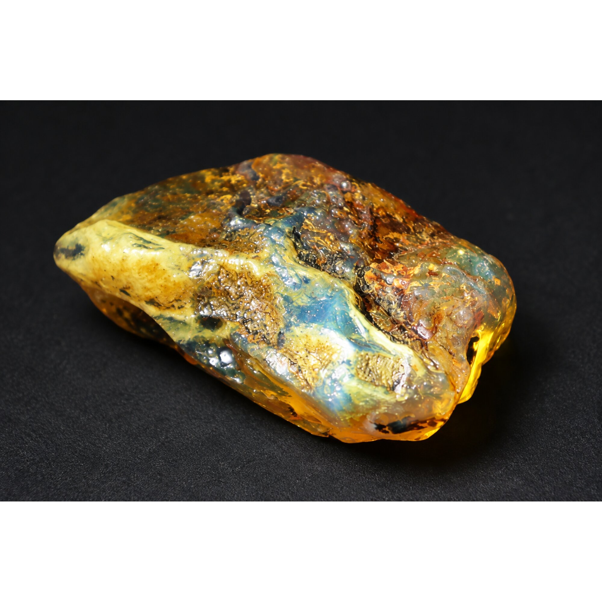 Genuine yellow blue rough specimen Dominican amber 41mm – photo 5