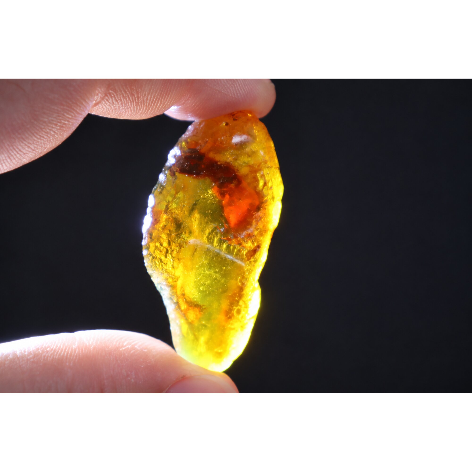 Genuine orange blue rough specimen Dominican amber 53mm – photo 8