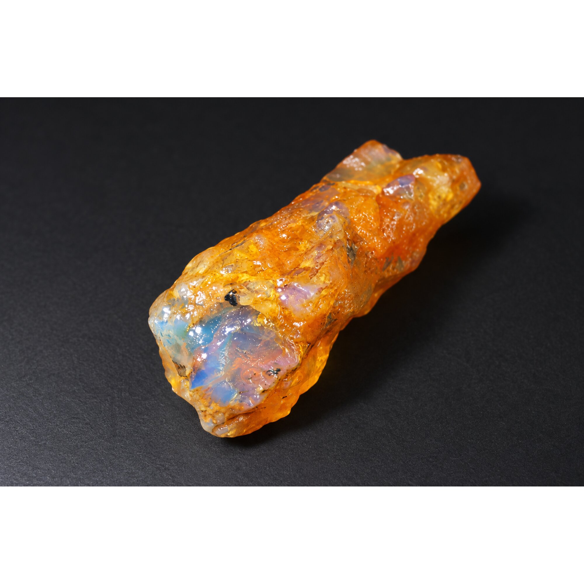 Genuine orange blue rough specimen Dominican amber 43mm – photo 7