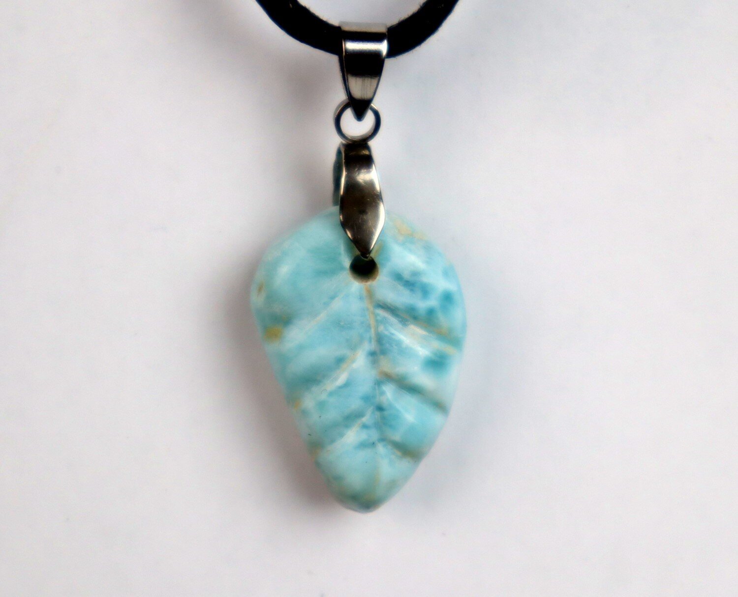 Handcrafted Natural Ocean Blue Larimar Necklace adjustable free cord – photo 7