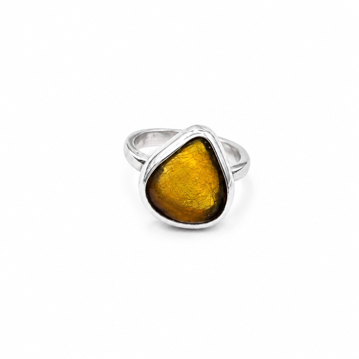 Fine Rare Yellow Amber 925 Sterling Silver Ring US#5.5 free resize – photo 5