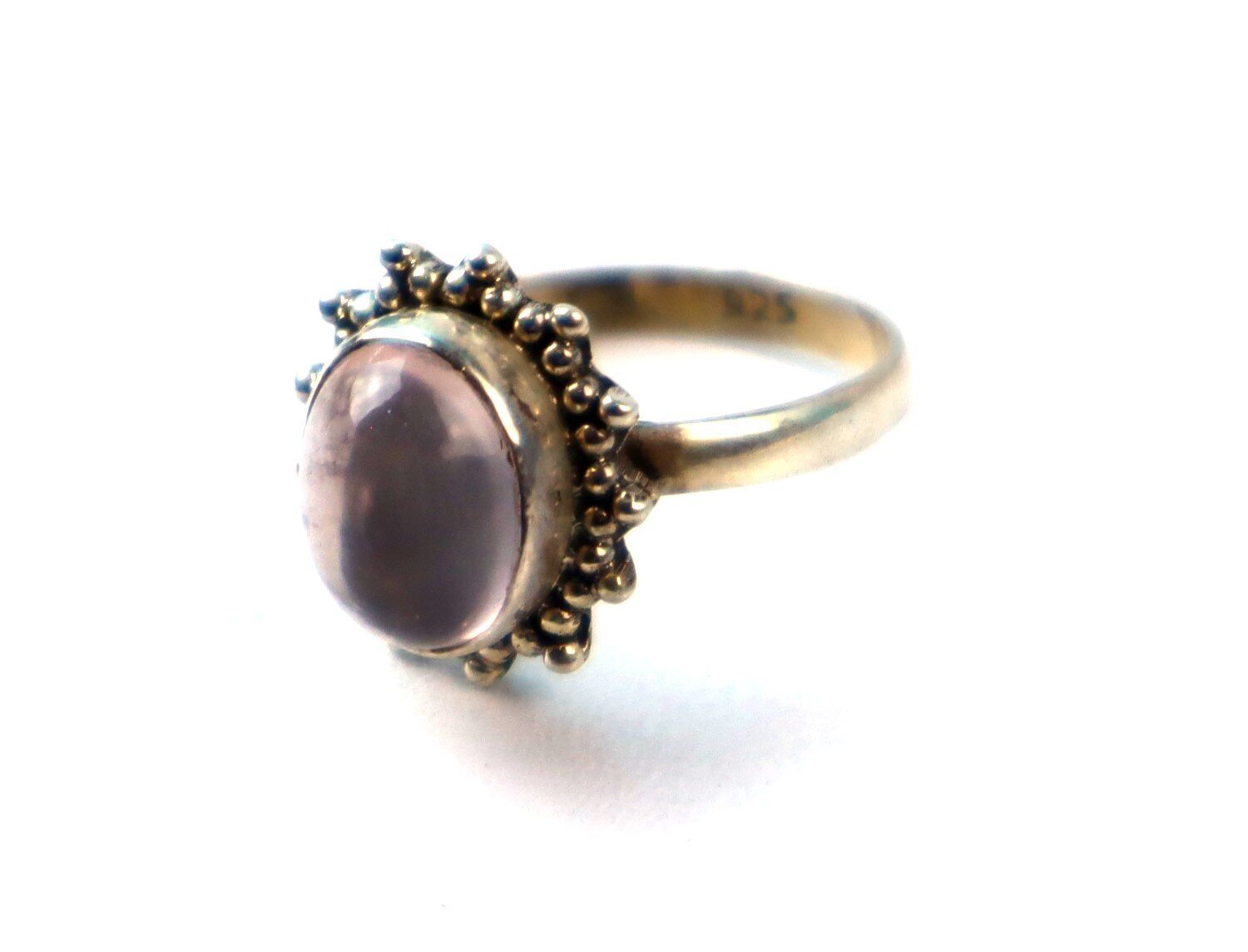 Authentic Beautiful Pink Rose Quartz 925 Sterling Silver Oval Ring US#7 1/2 – photo 6