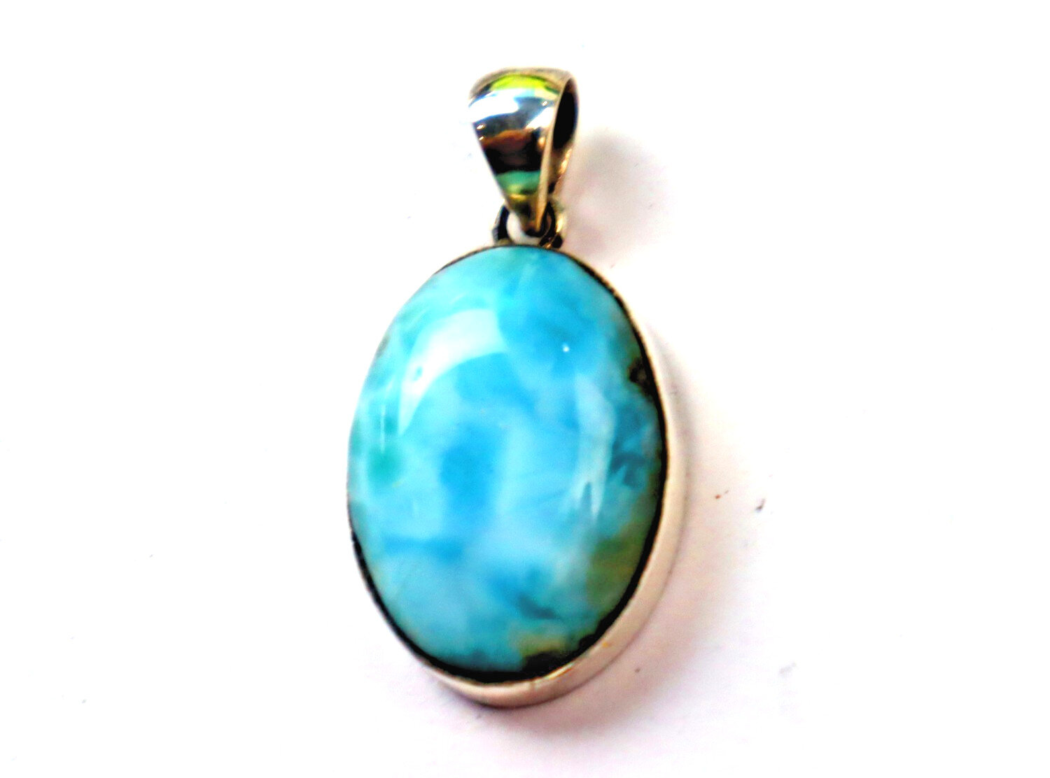 Lovely Natural Sky Blue Larimar .925 Sterling Silver Pendant 31mm – photo 6