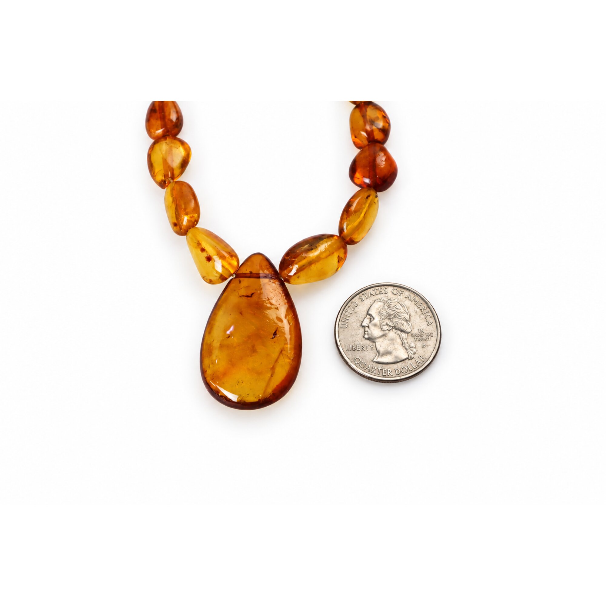 Genuine green orange Dominican amber sterling silver necklace 19.3in – photo 6