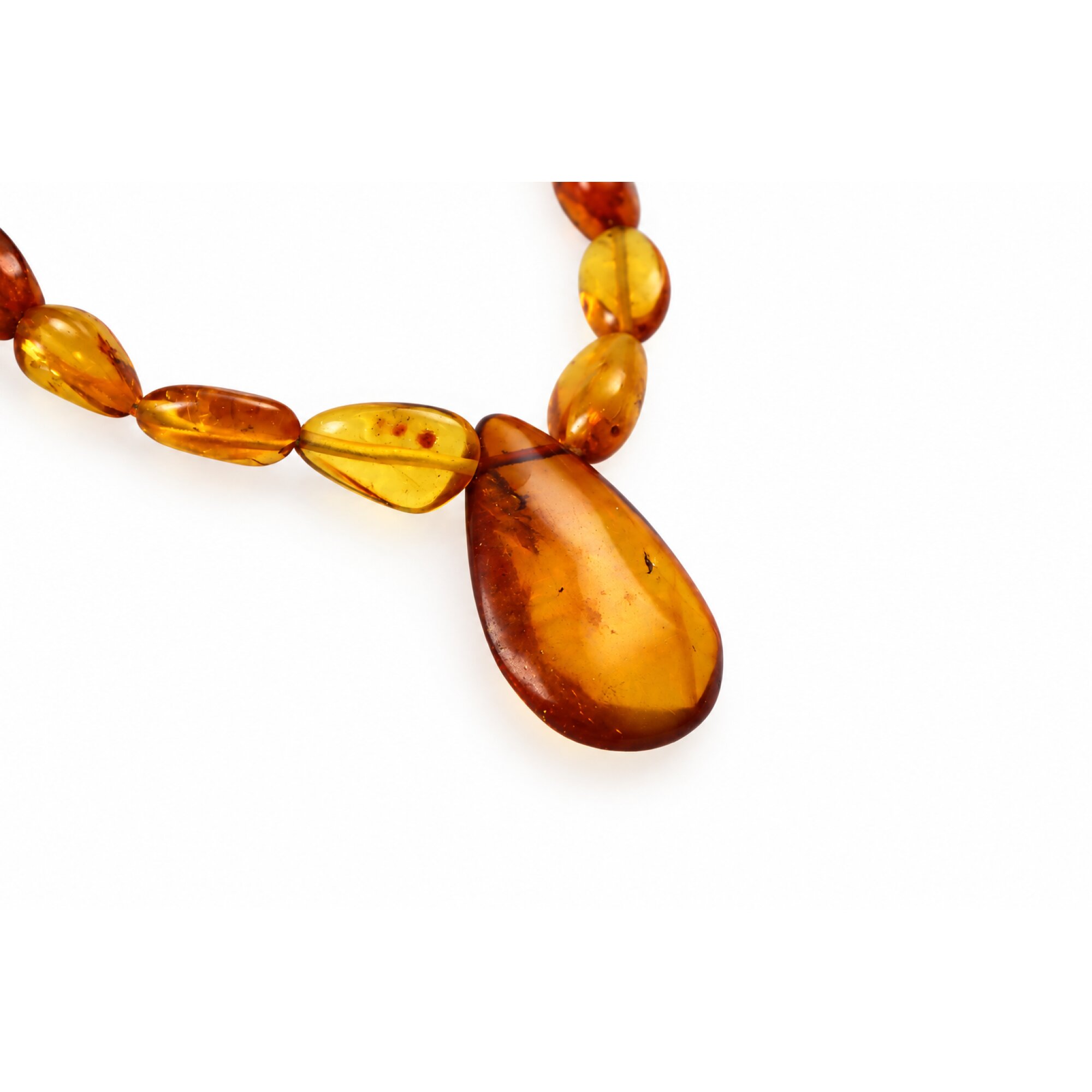 Genuine green orange Dominican amber sterling silver necklace 19.3in – photo 10