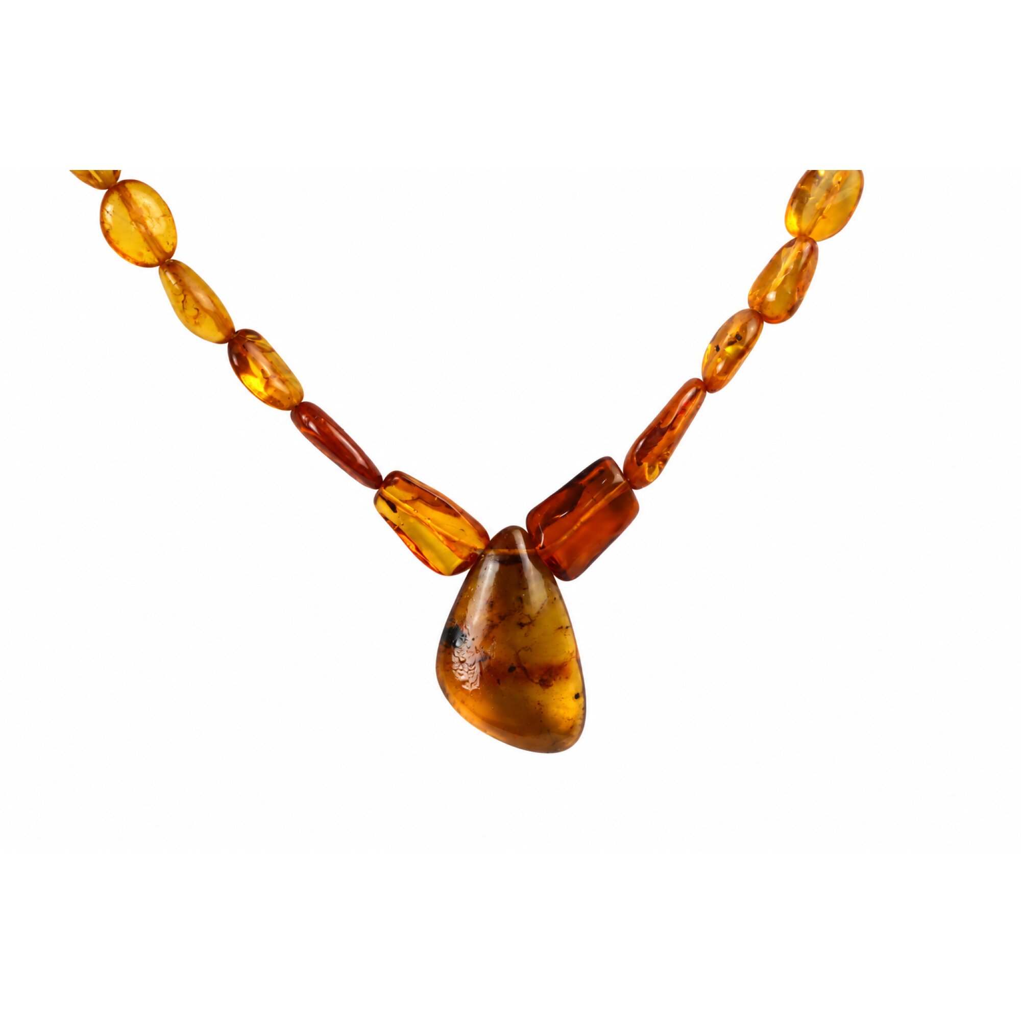 Real green orange Dominican amber sterling silver necklace 18.9in – photo 6