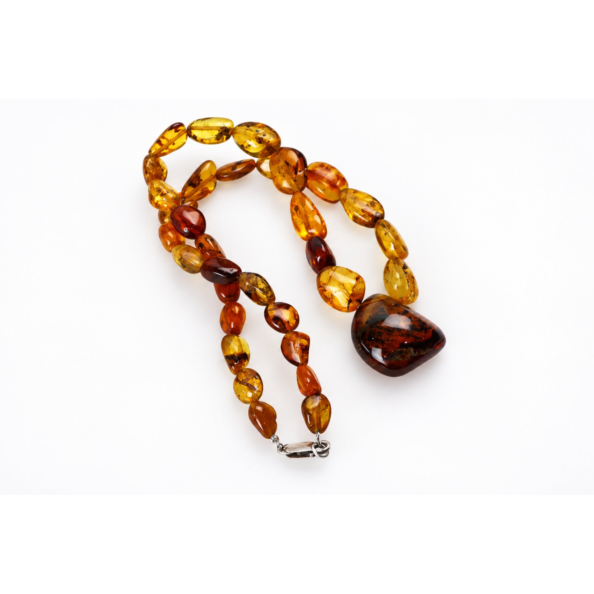 Real green red Dominican amber sterling silver necklace 19.3in – photo 6