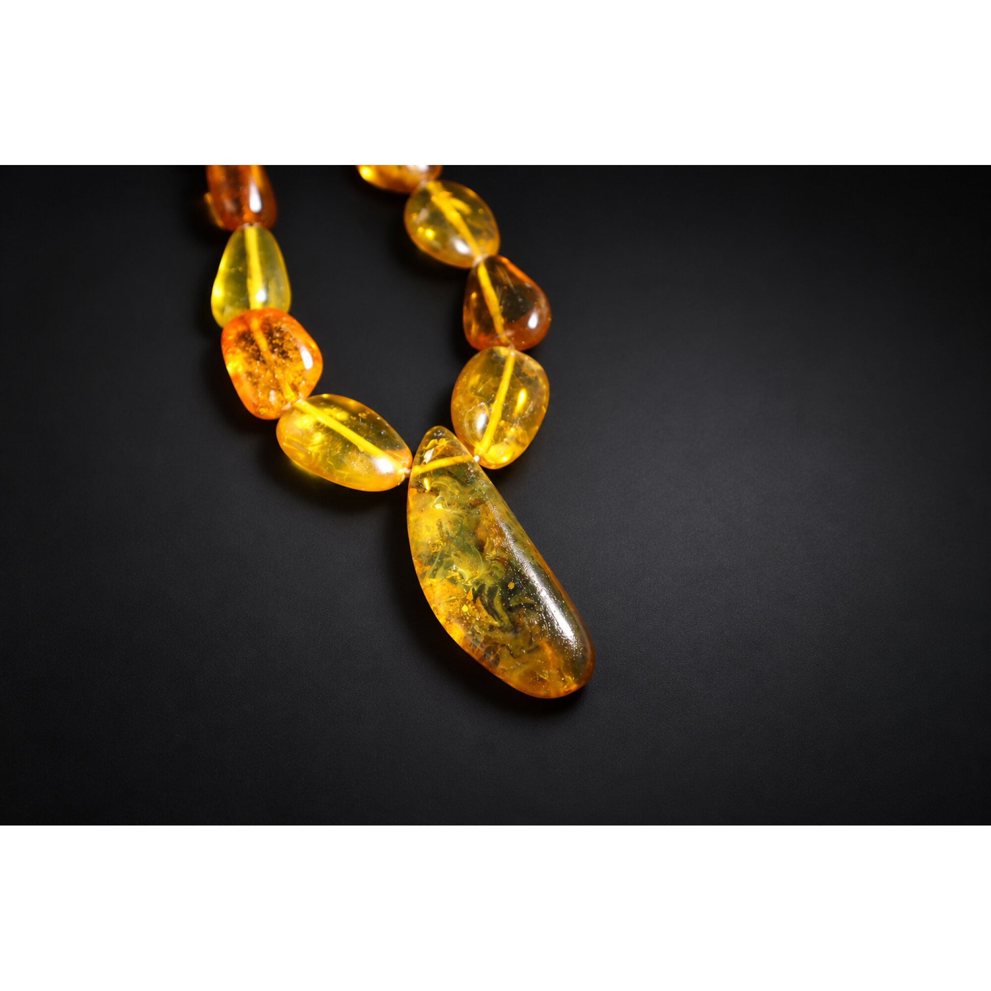 Boutique crafted green red Dominican amber sterling silver necklace 19.7in – photo 11