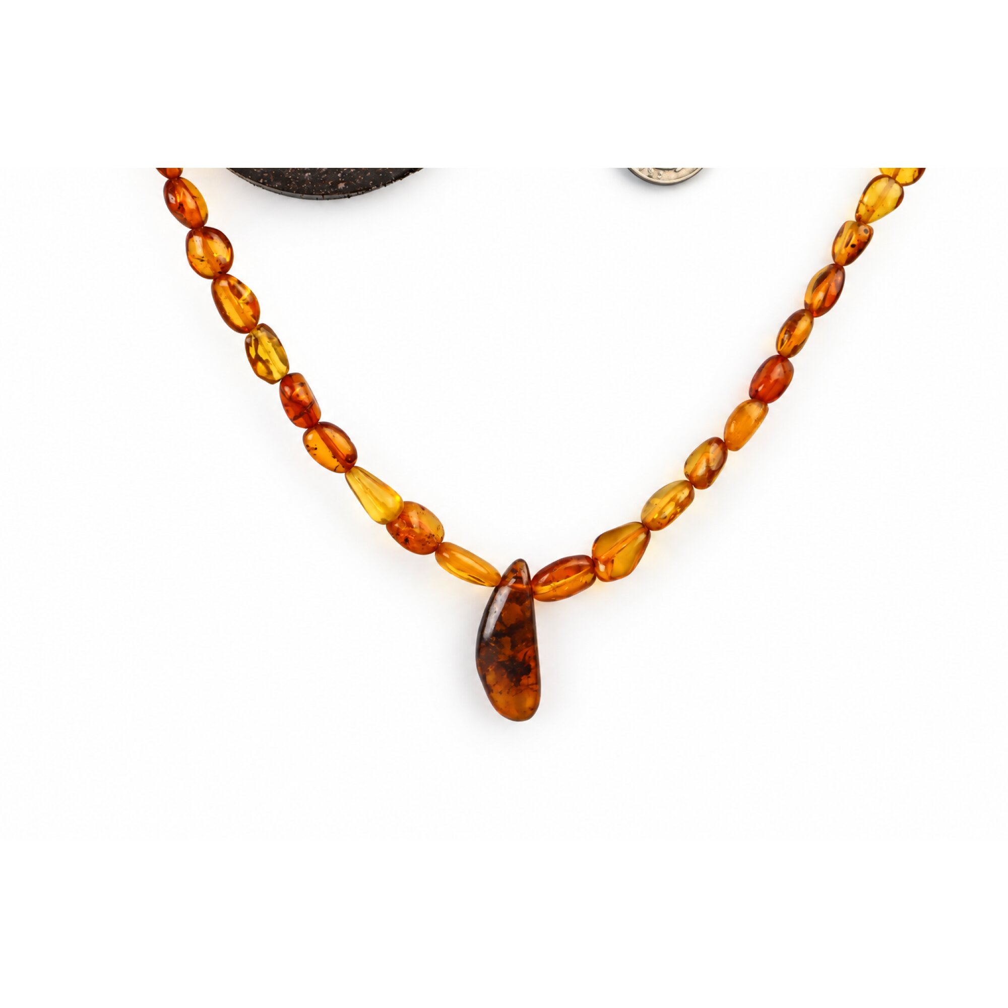 Boutique crafted green red Dominican amber sterling silver necklace 19.7in – photo 14