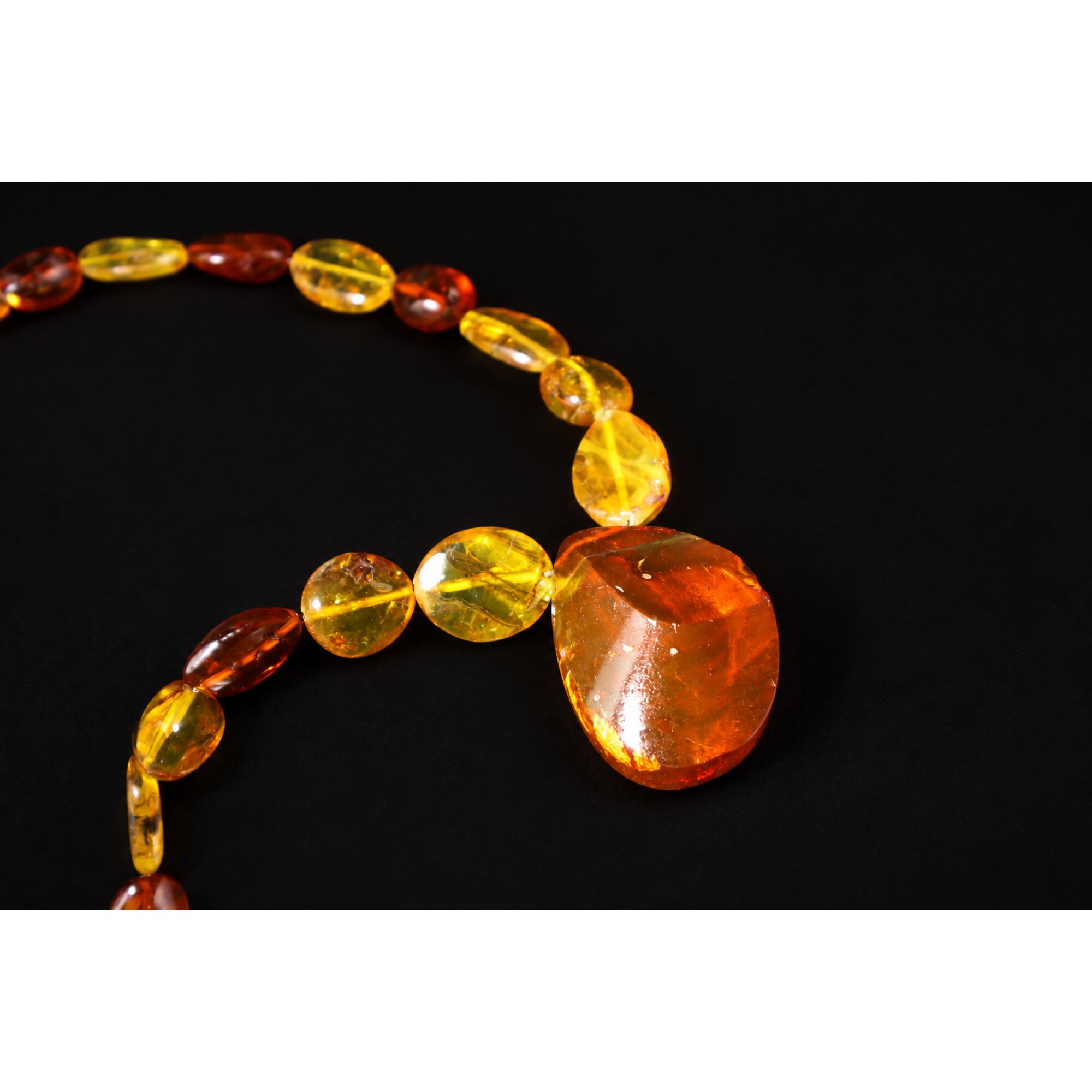 Skilled craftsmanship orange red Dominican amber sterling silver necklace 19.7in – photo 3