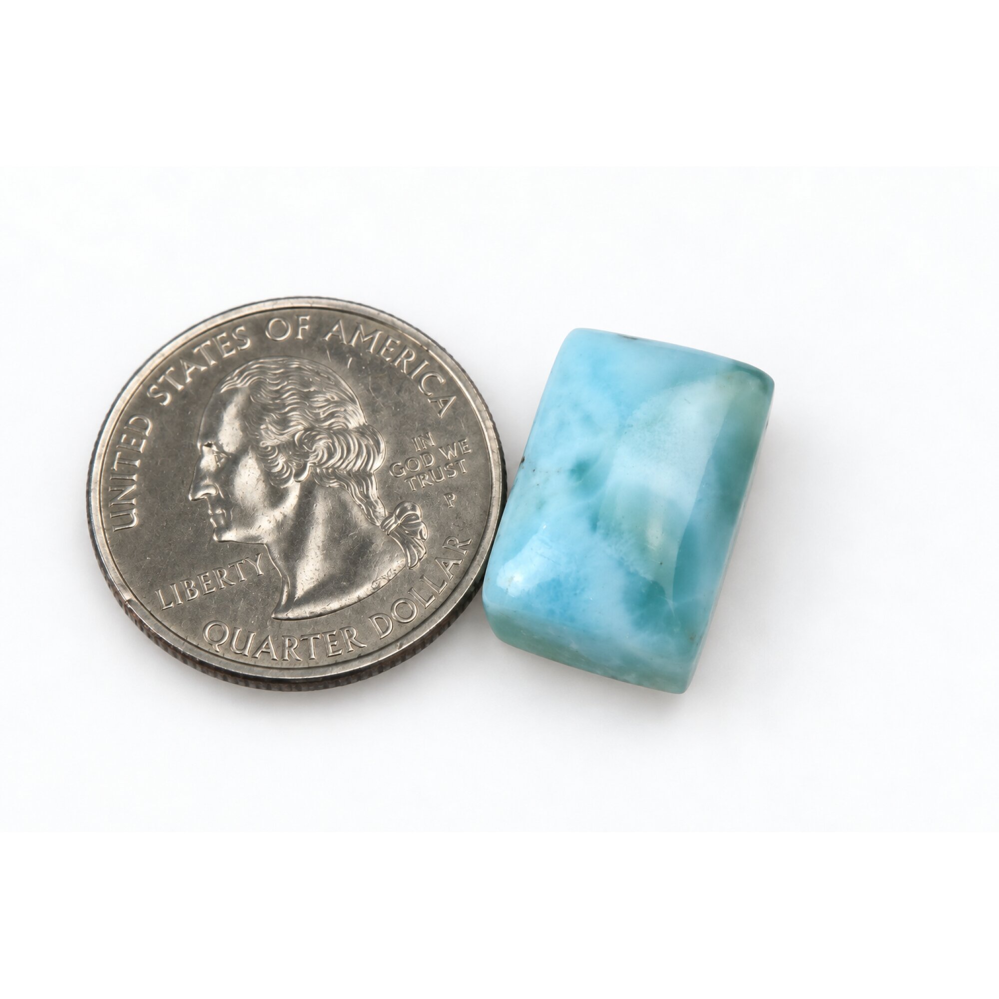 Master crafted ocean blue Dominican Larimar cabochon 18mm – photo 6