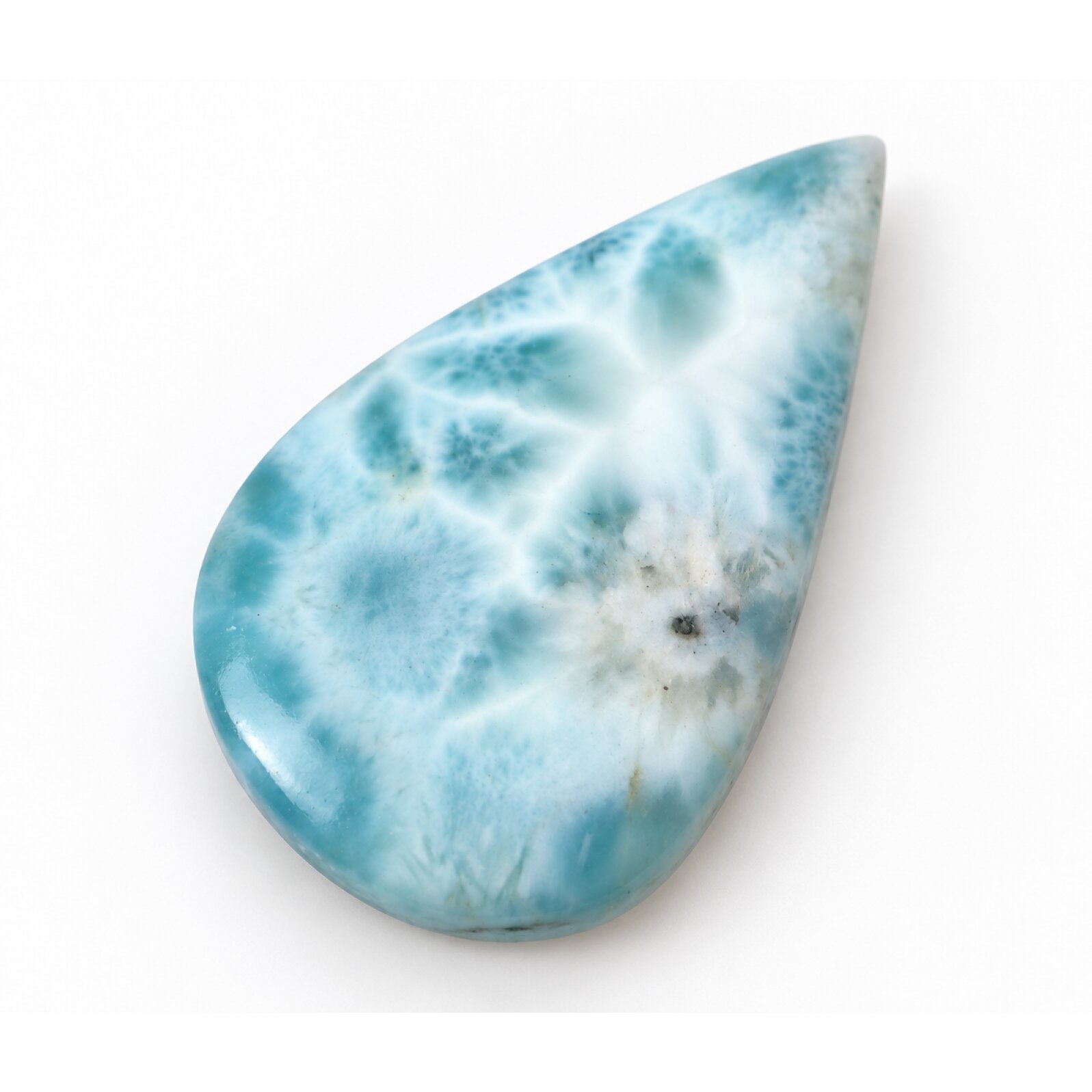 Master crafted sea blue Dominican Larimar cabochon 47mm