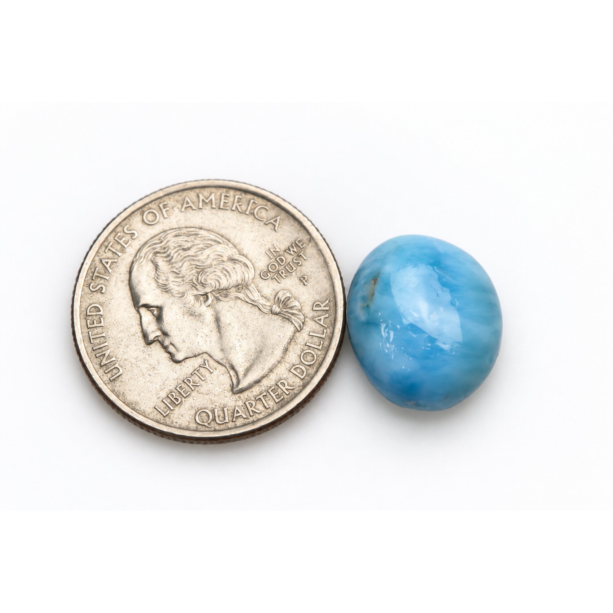 Finest deep blue Dominican Larimar cabochon 15mm – photo 4