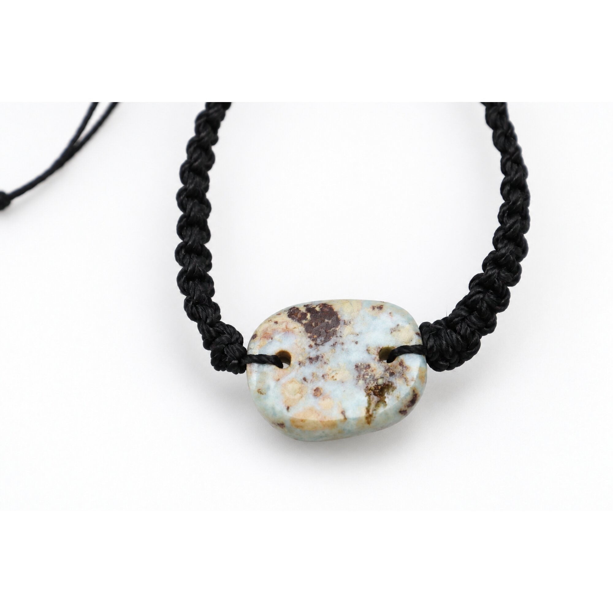 Natural cafe blue Dominican Larimar macrame 22mm – photo 2