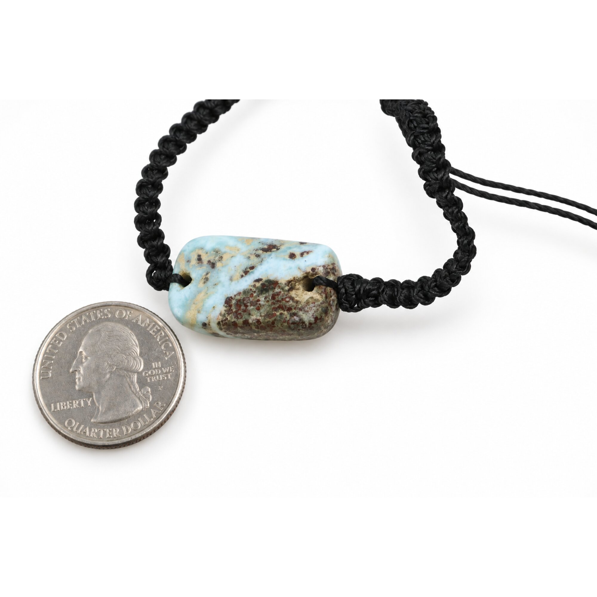 Natural cafe blue Dominican Larimar macrame 26mm – photo 2