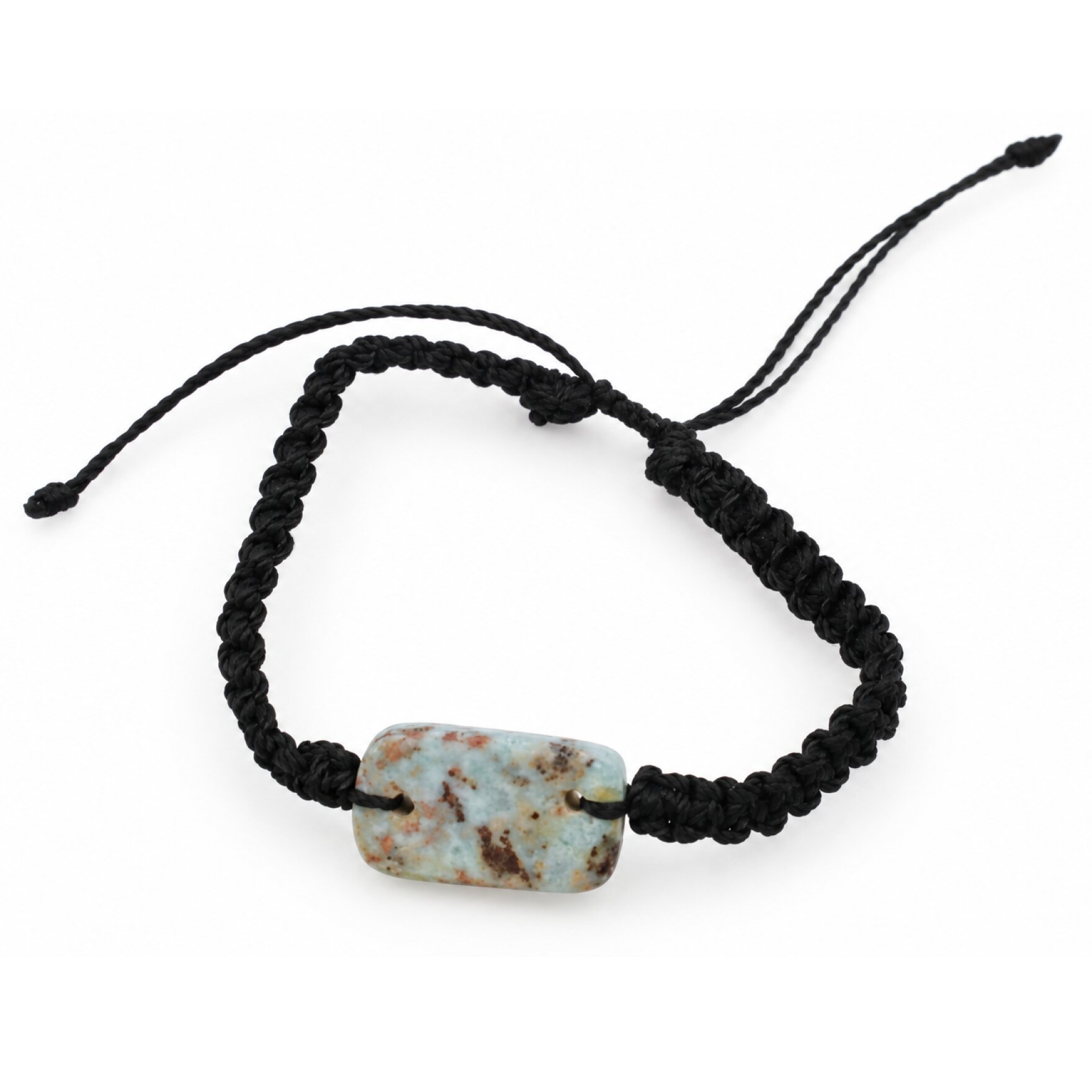 Organic beauty cafe blue Dominican Larimar macrame bracelet 22mm
