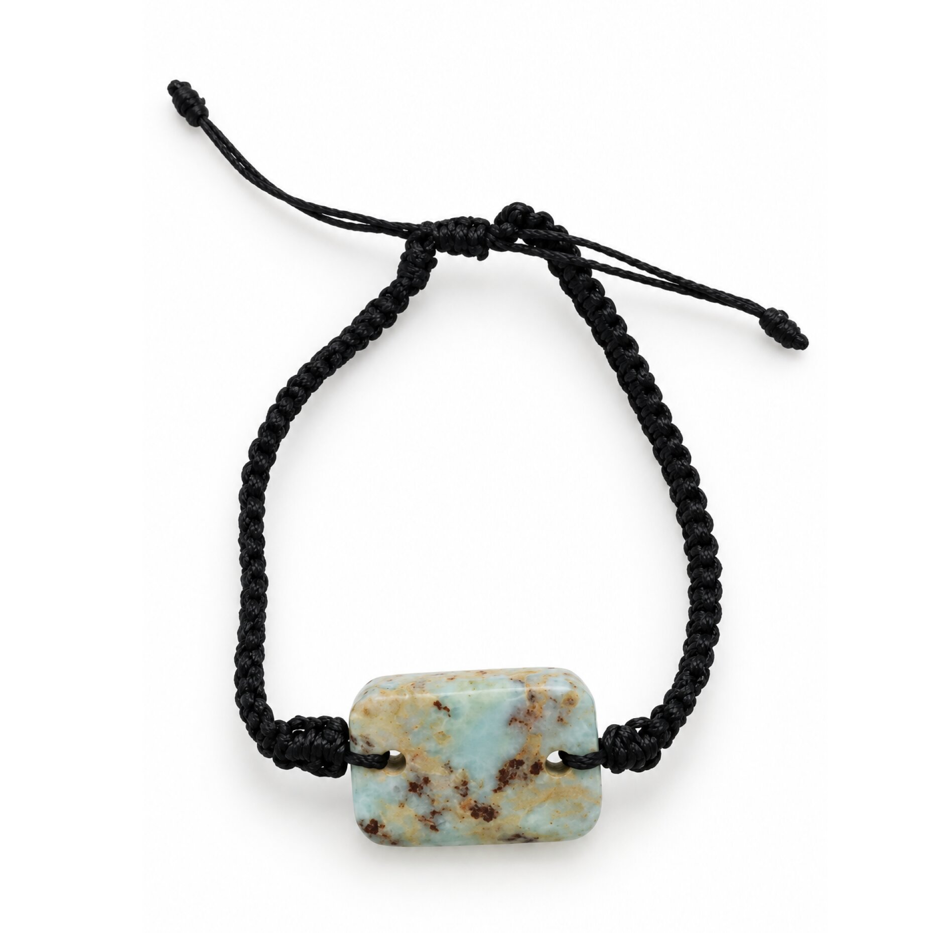 Organic beauty cafe blue Dominican Larimar macrame bracelet 22mm